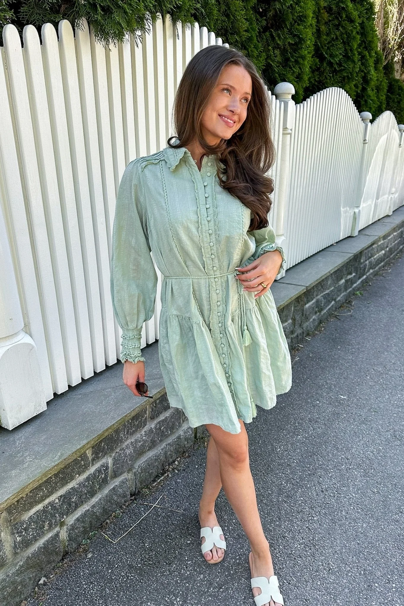Somelli Ls Shirt Dress Frosty Green - Image 3