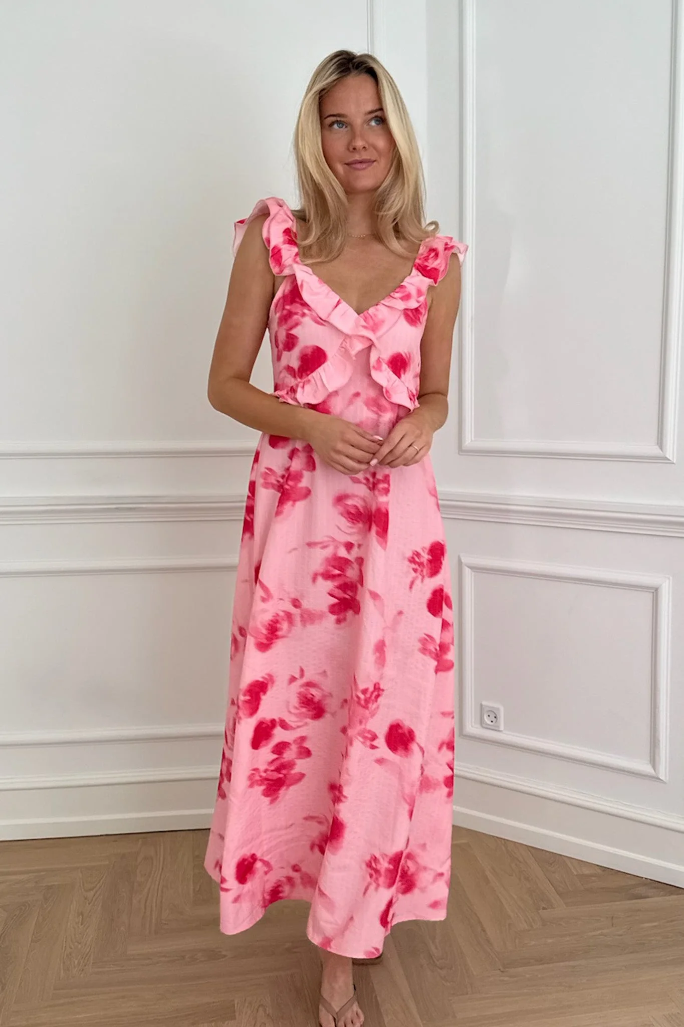 Melba Dress Abstract Pink Flower Print - Image 4