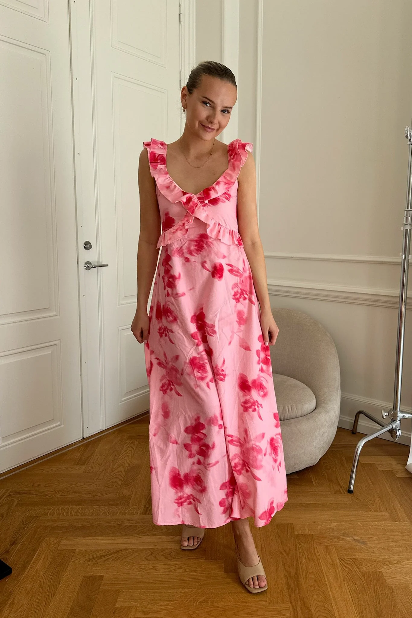 Melba Dress Abstract Pink Flower Print - Image 7