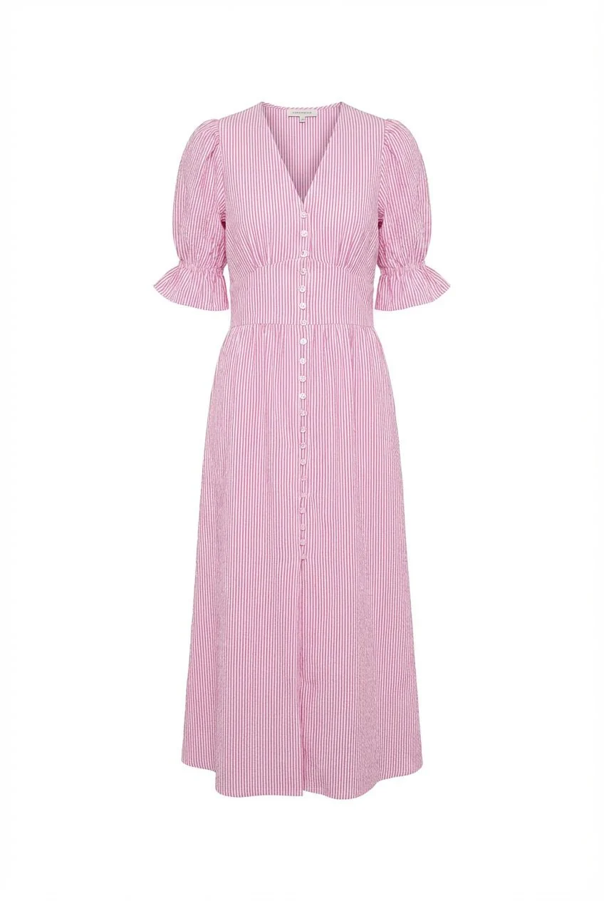 Andrea Dress Pink Seersucker - Image 2