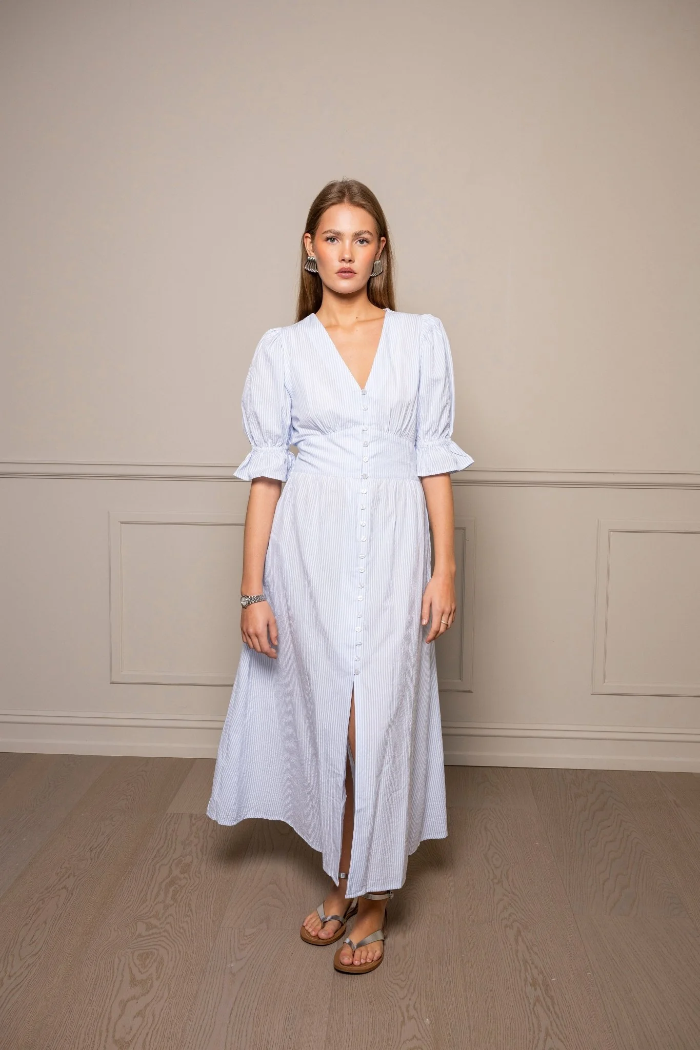 Andrea Dress Blue Seersucker - Image 2