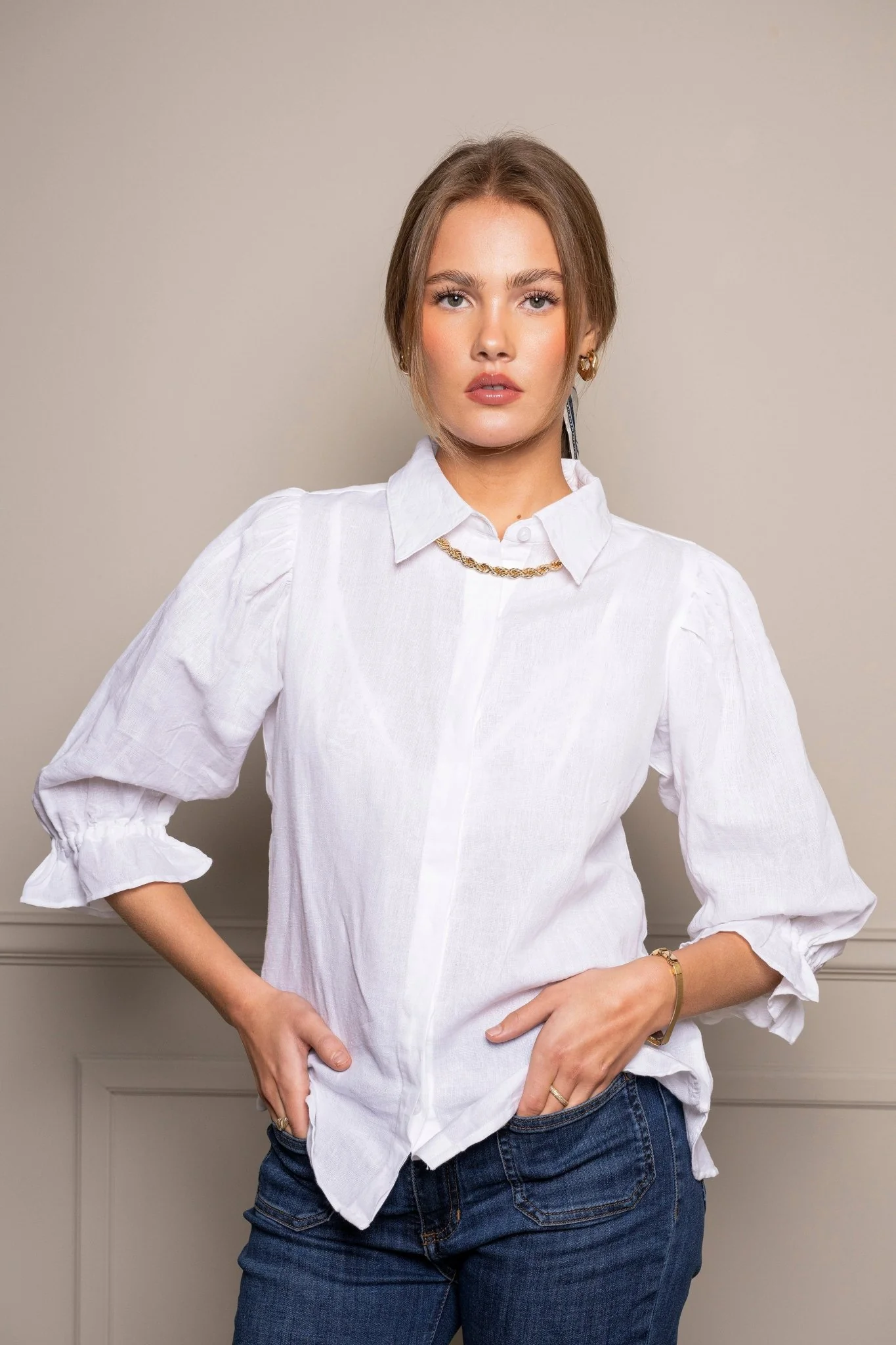 Amy Shirt Coconut Linen - Image 4