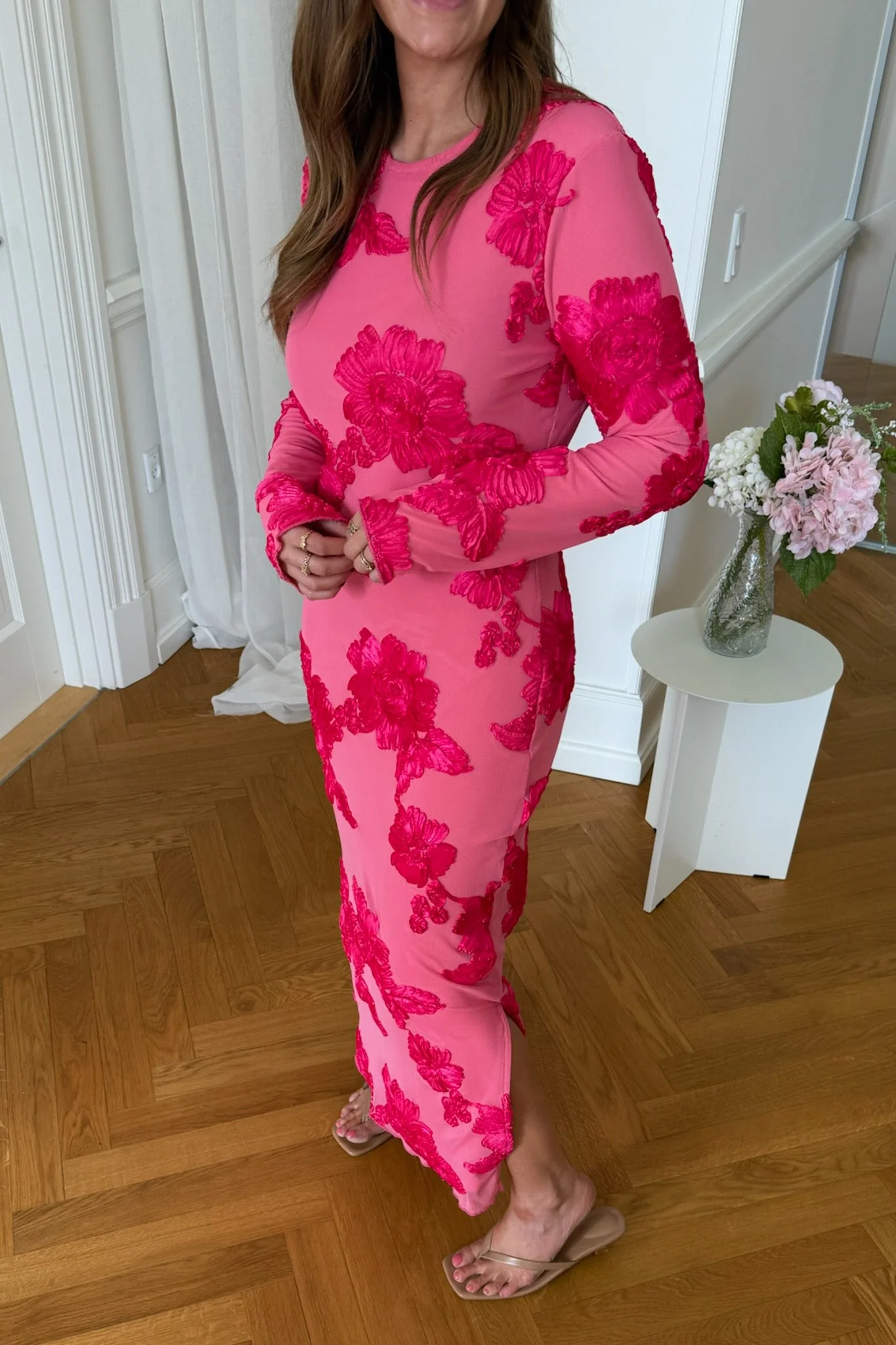 Elise Mesh Dress Fuchsia Pink Flower - Image 11
