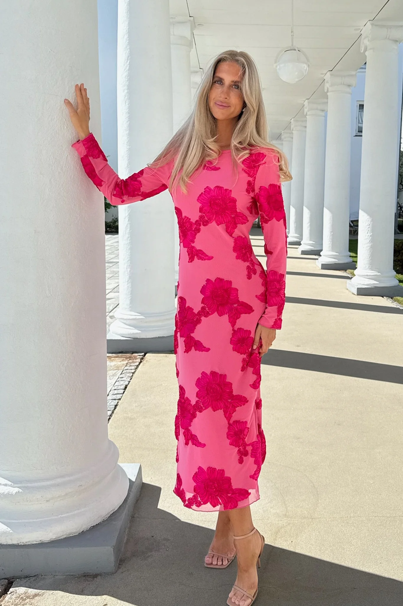 Elise Mesh Dress Fuchsia Pink Flower - Image 2