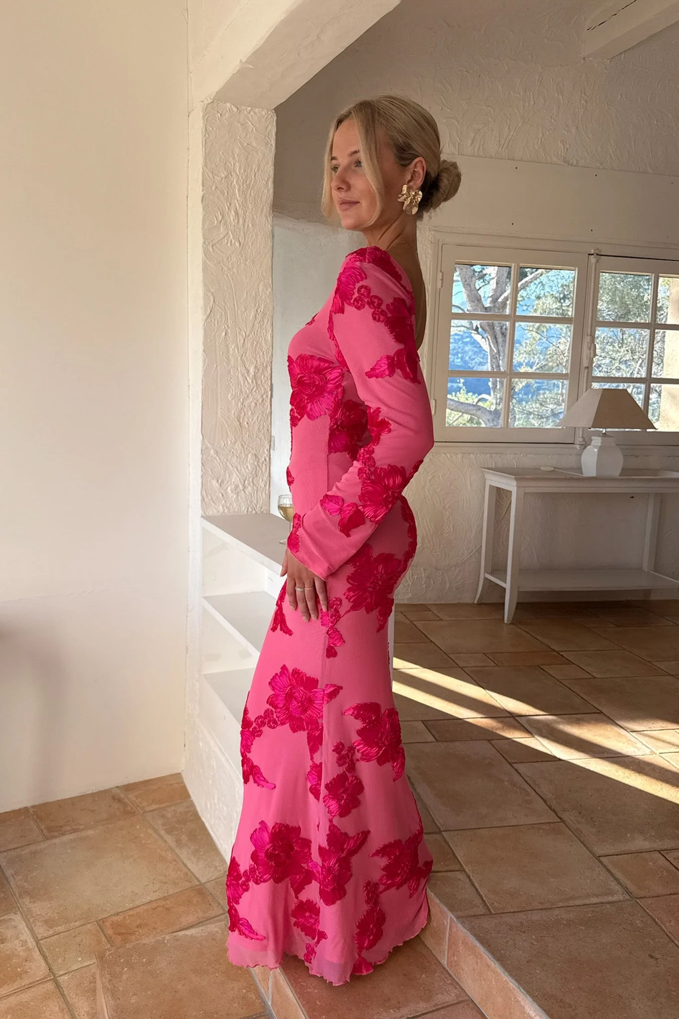 Flora Mesh Dress Fuchsia Pink Flower - Image 7