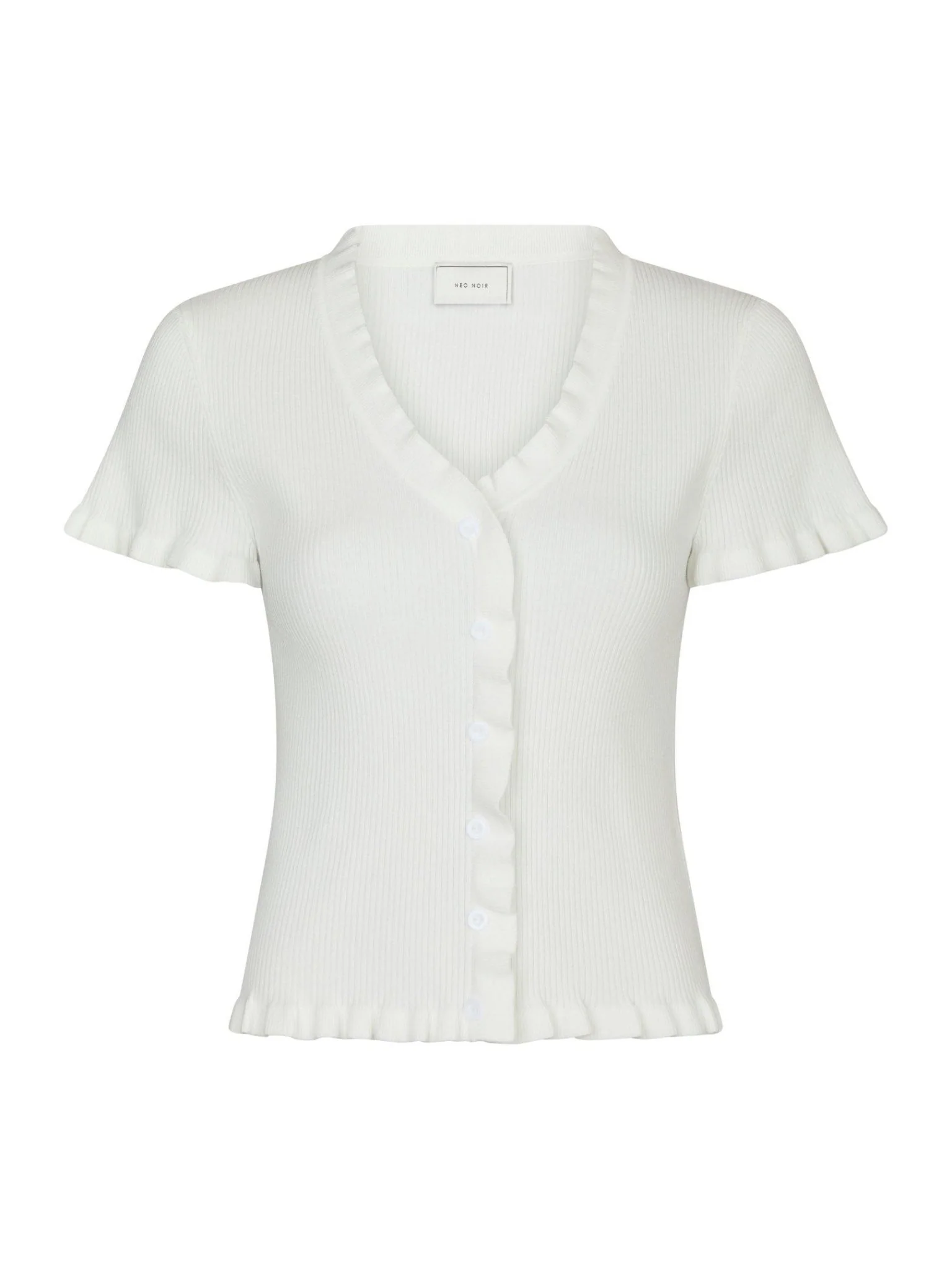 Esla Frill Knit Tee Off White