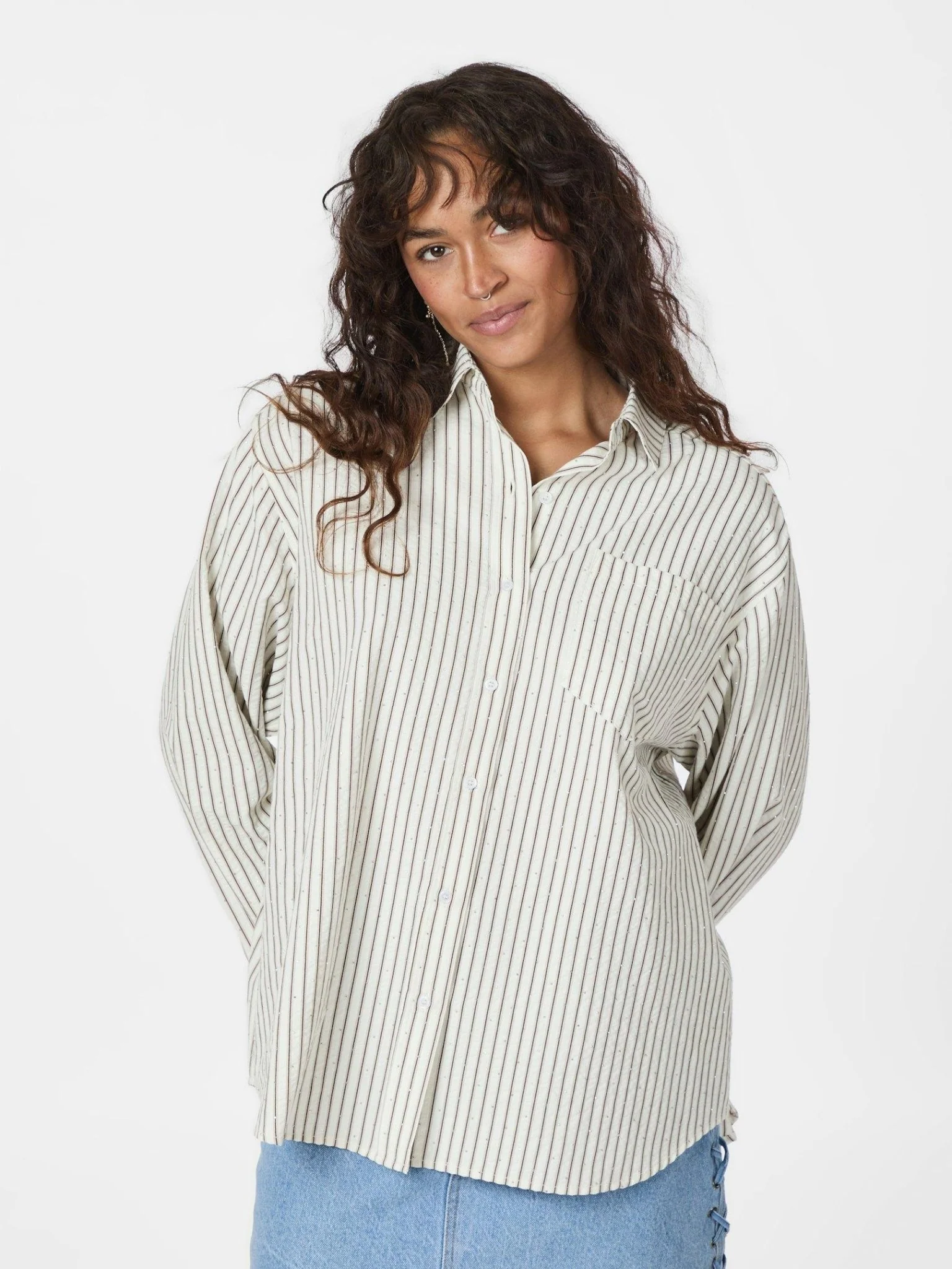 Dalma Crepe Stone Shirt Brown - Image 4