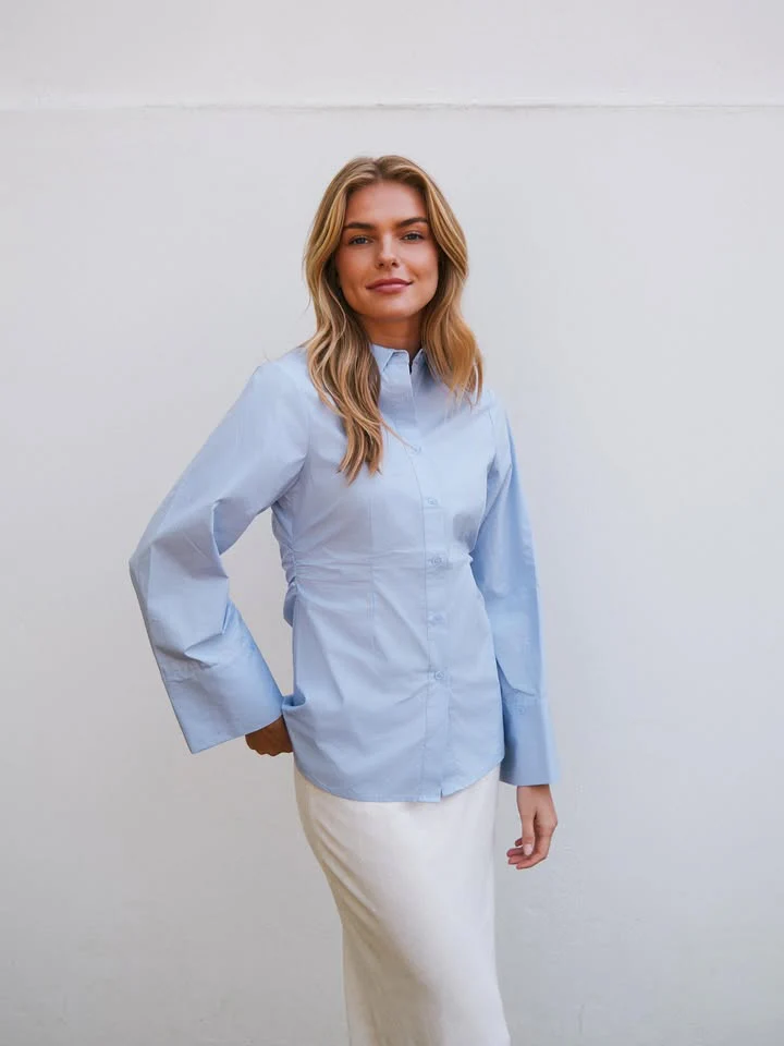 Caroli Poplin Shirt Light Blue