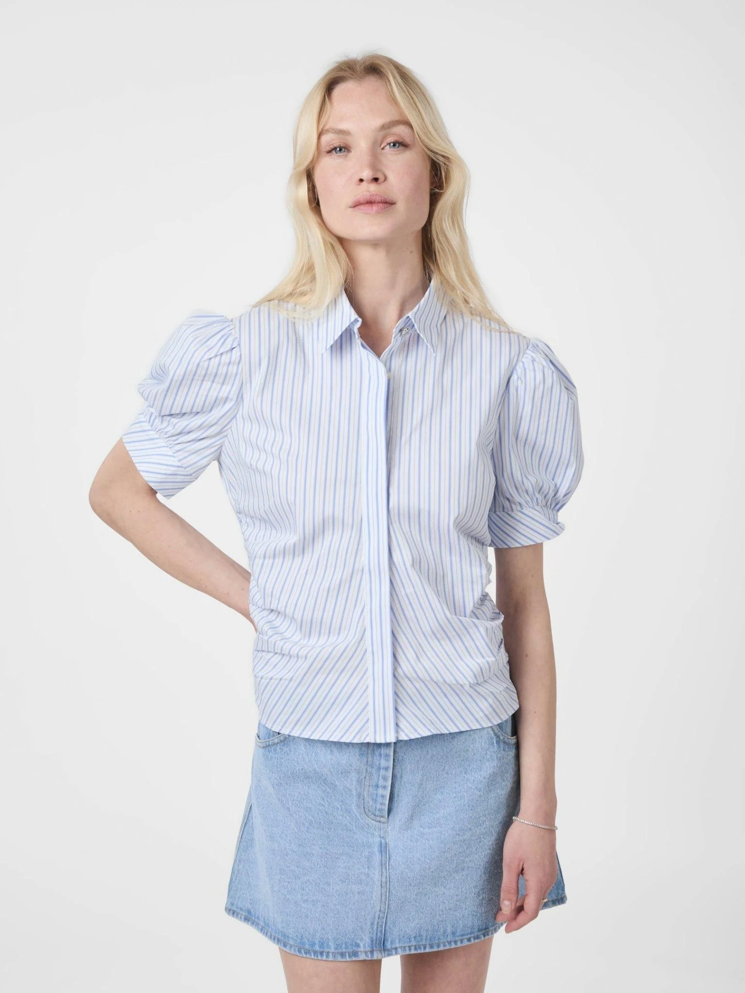 Frannie Stripe Shirt White/Light Blue - Image 2