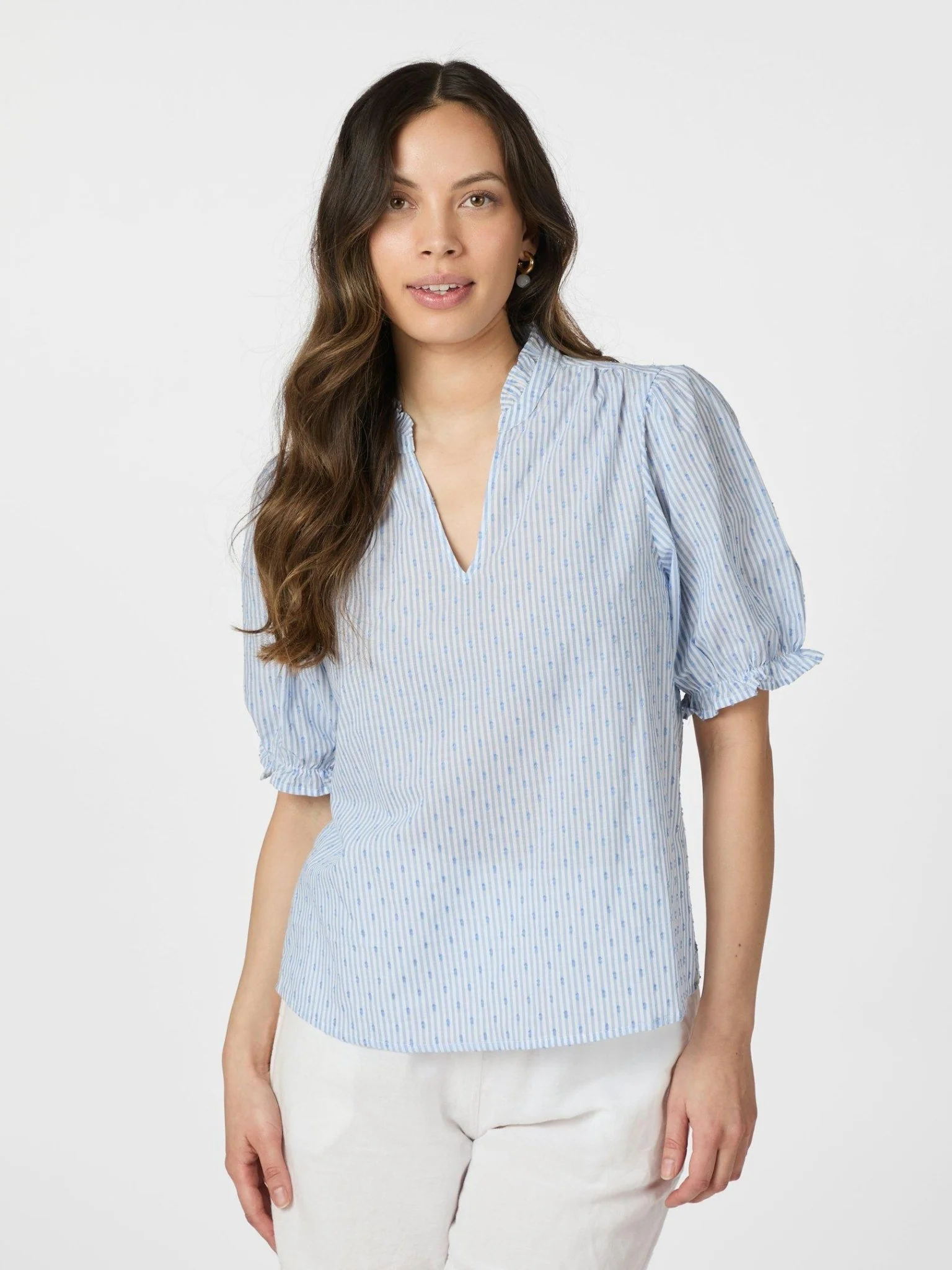 Odesa Dot Stripe Blouse Light Blue - Image 2