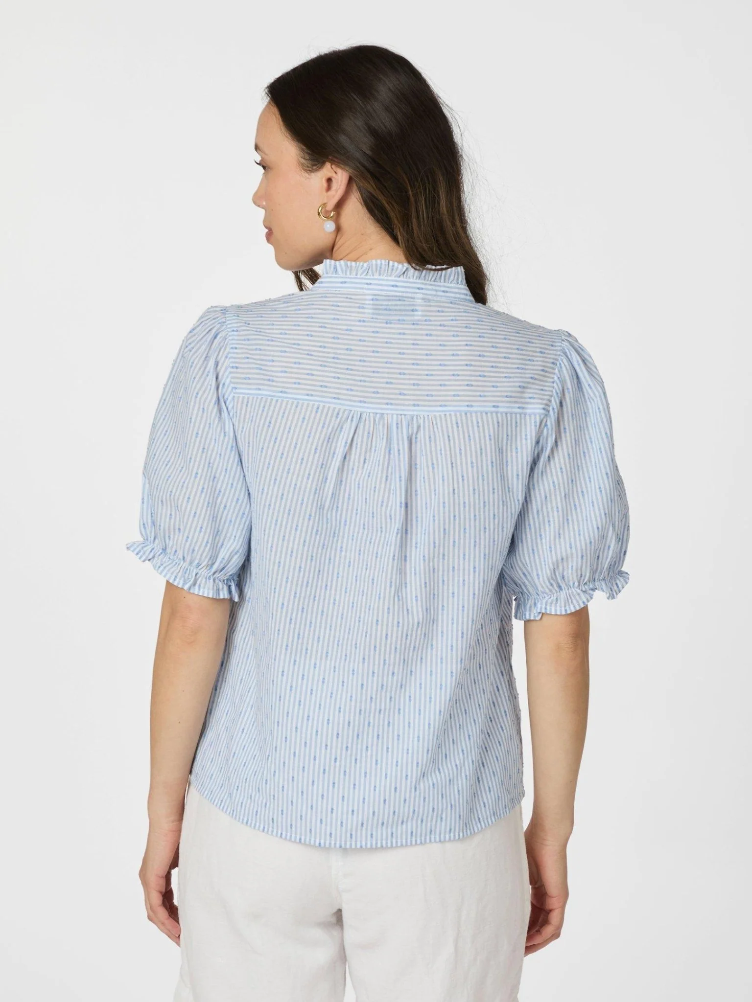 Odesa Dot Stripe Blouse Light Blue - Image 4