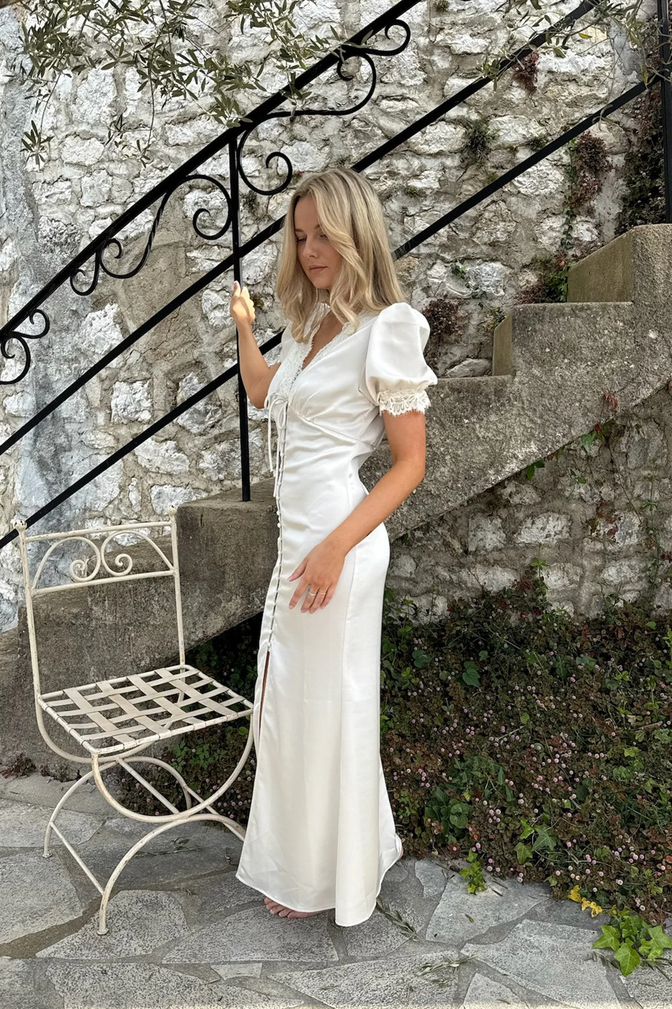 Agnete Long Dress Off White - Image 8