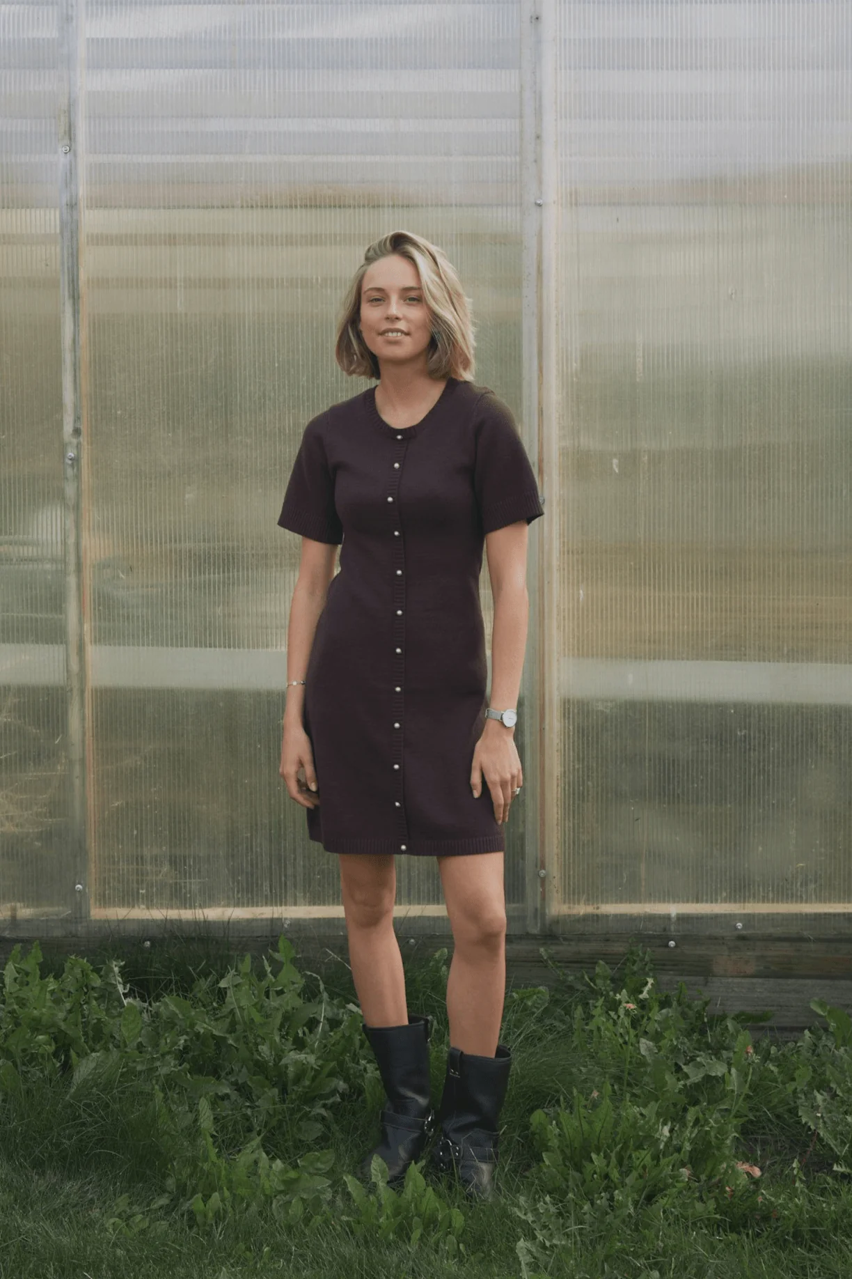 Elise Knit Dress Brown - Image 5
