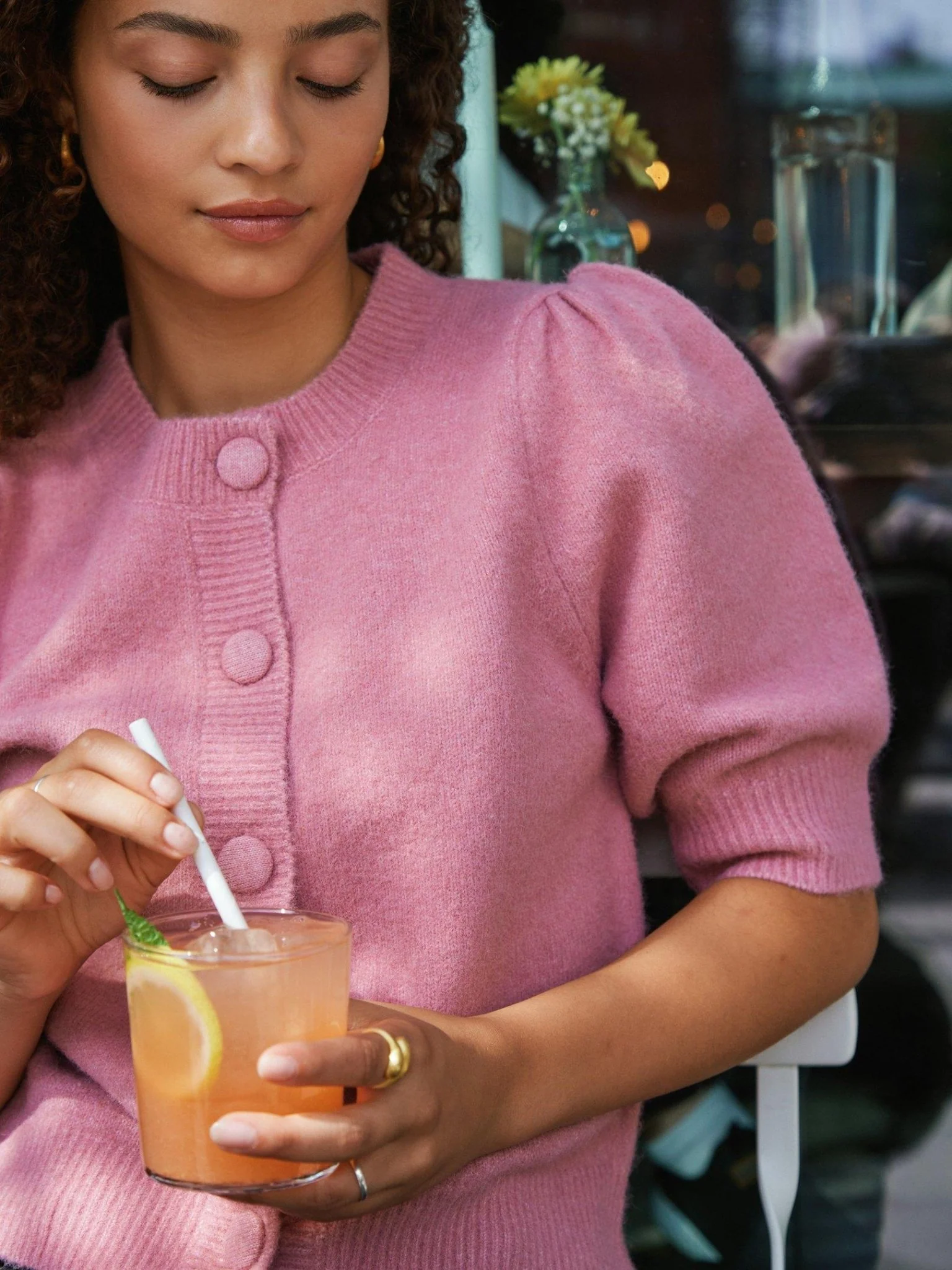 Trudy Knit Cardigan Rose - Image 2