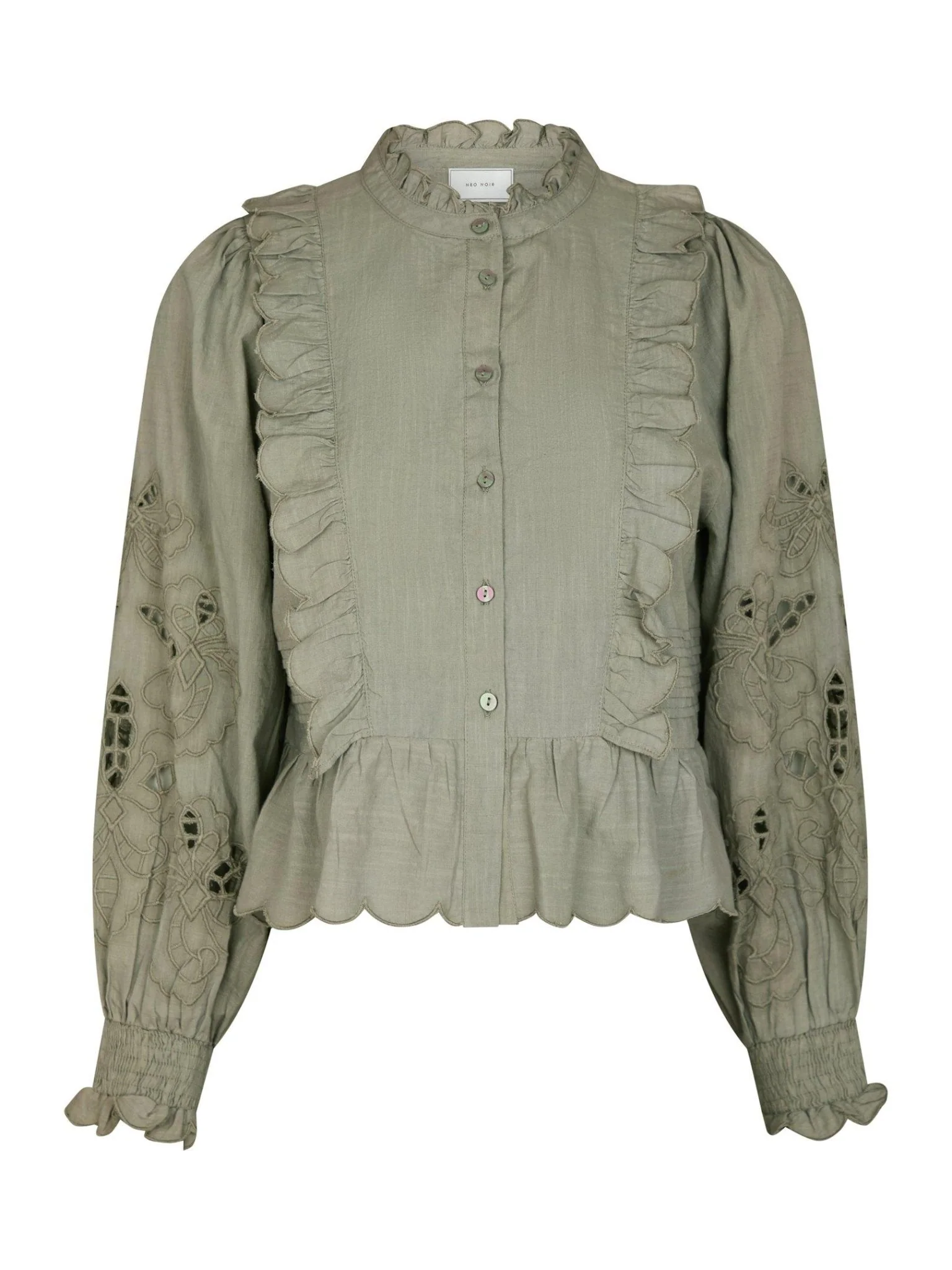 Petrine Embroidery Blouse Smoke Green - Image 2
