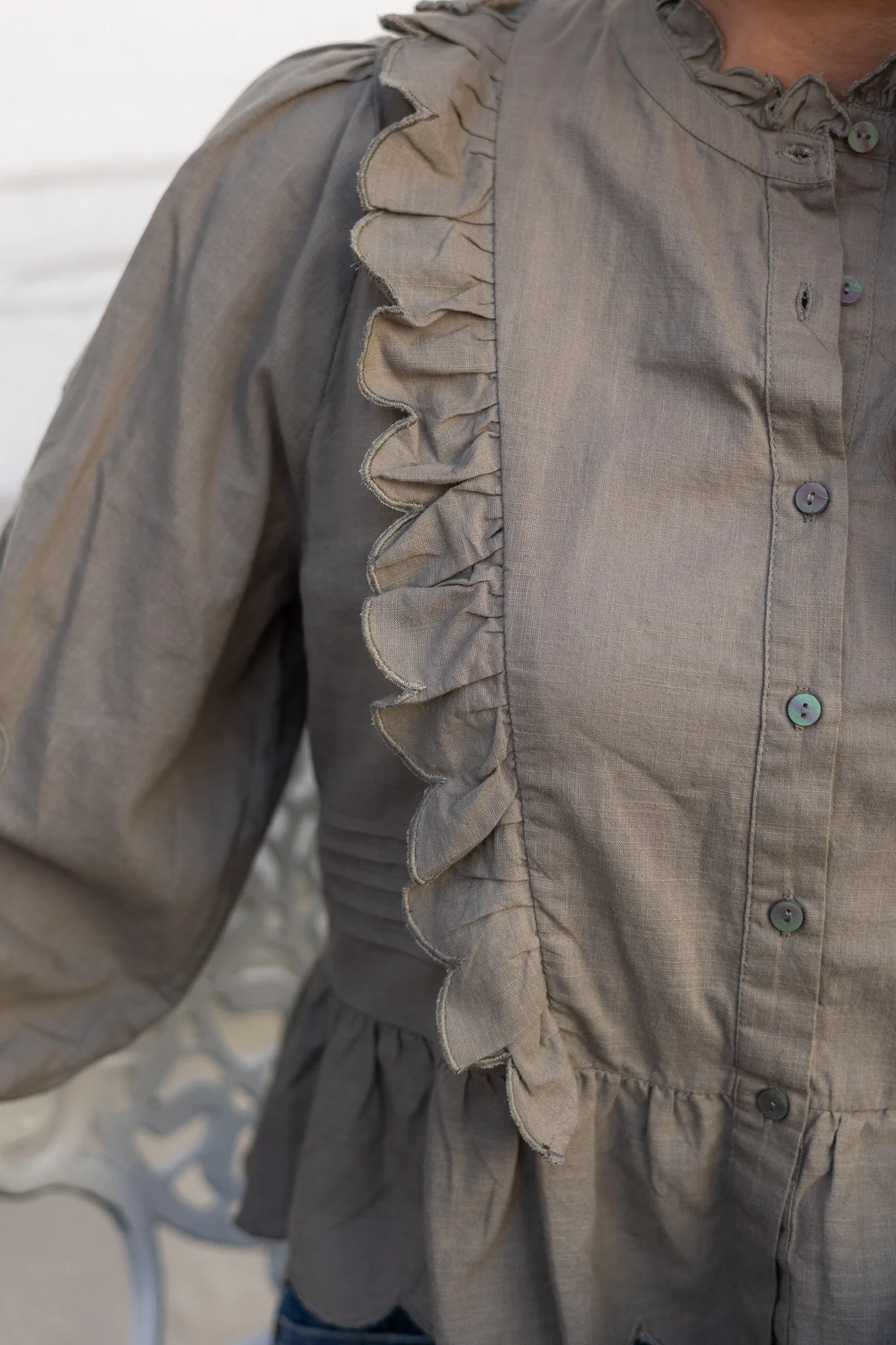 Petrine Embroidery Blouse Smoke Green - Image 5
