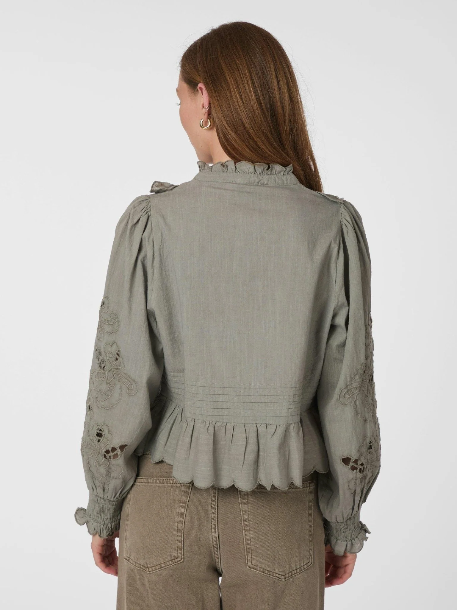 Petrine Embroidery Blouse Smoke Green - Image 9