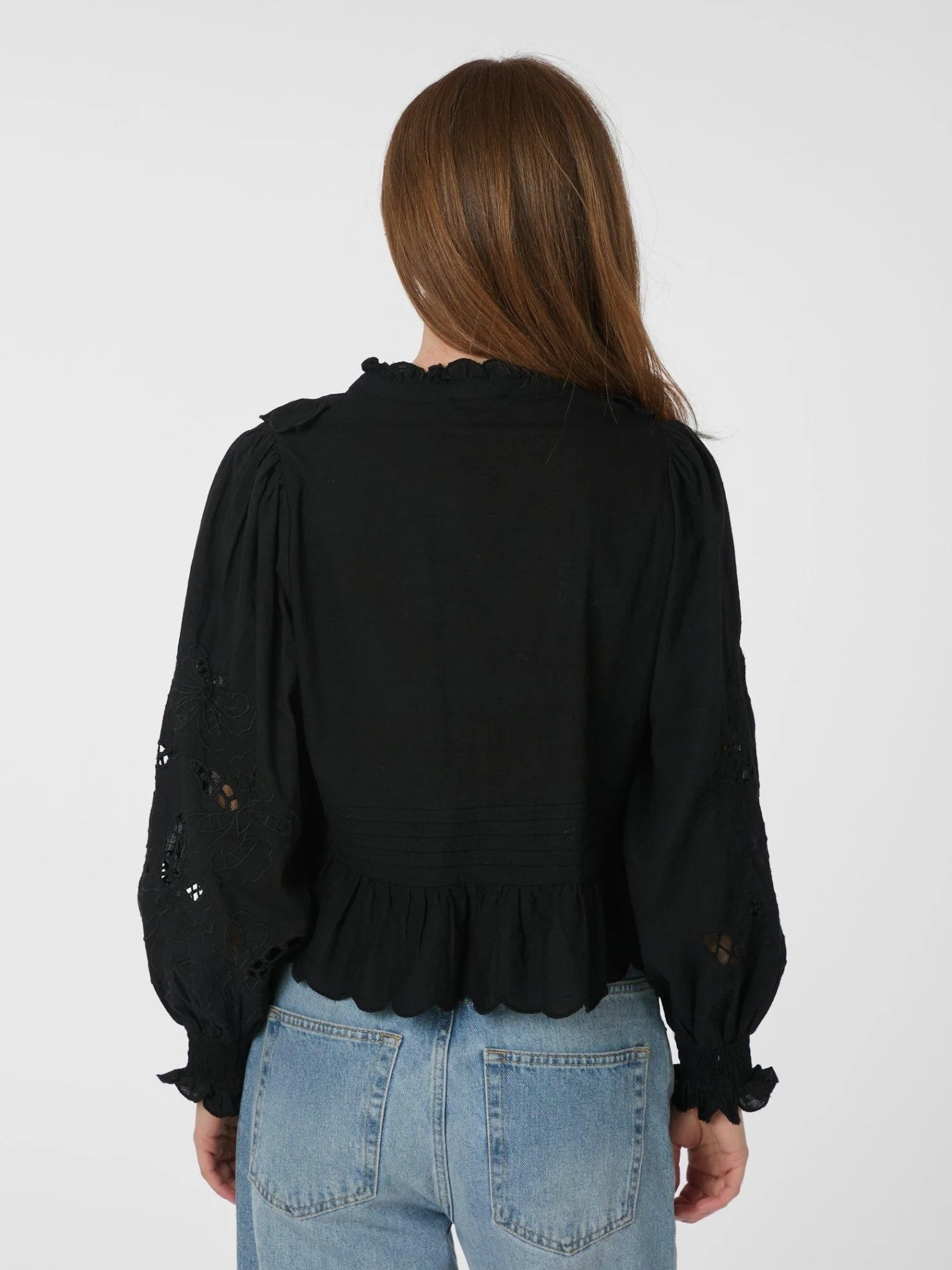 Petrine Embroidery Blouse Black - Image 9