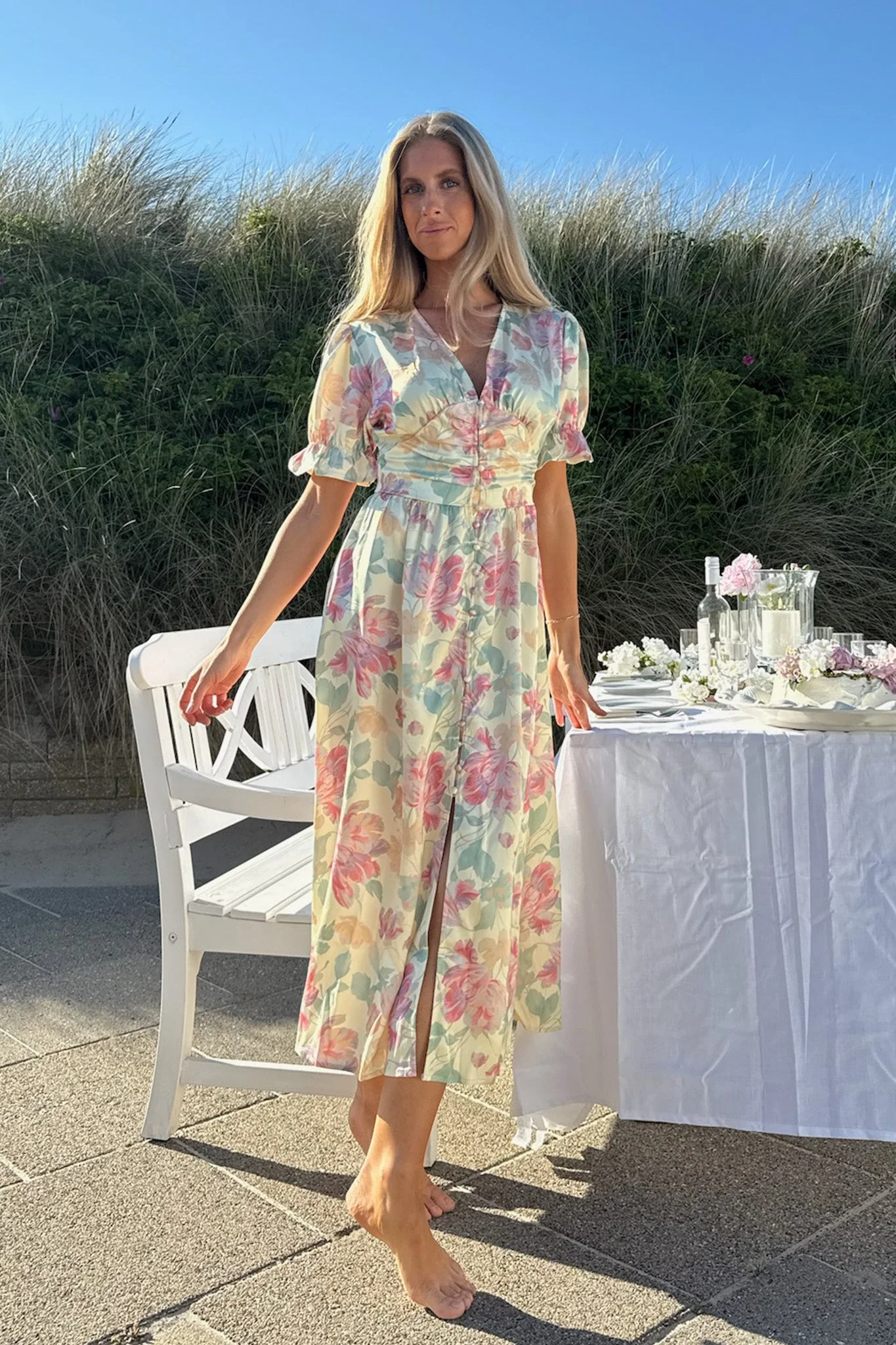 Adel Long Ss Dress Pastel Garden