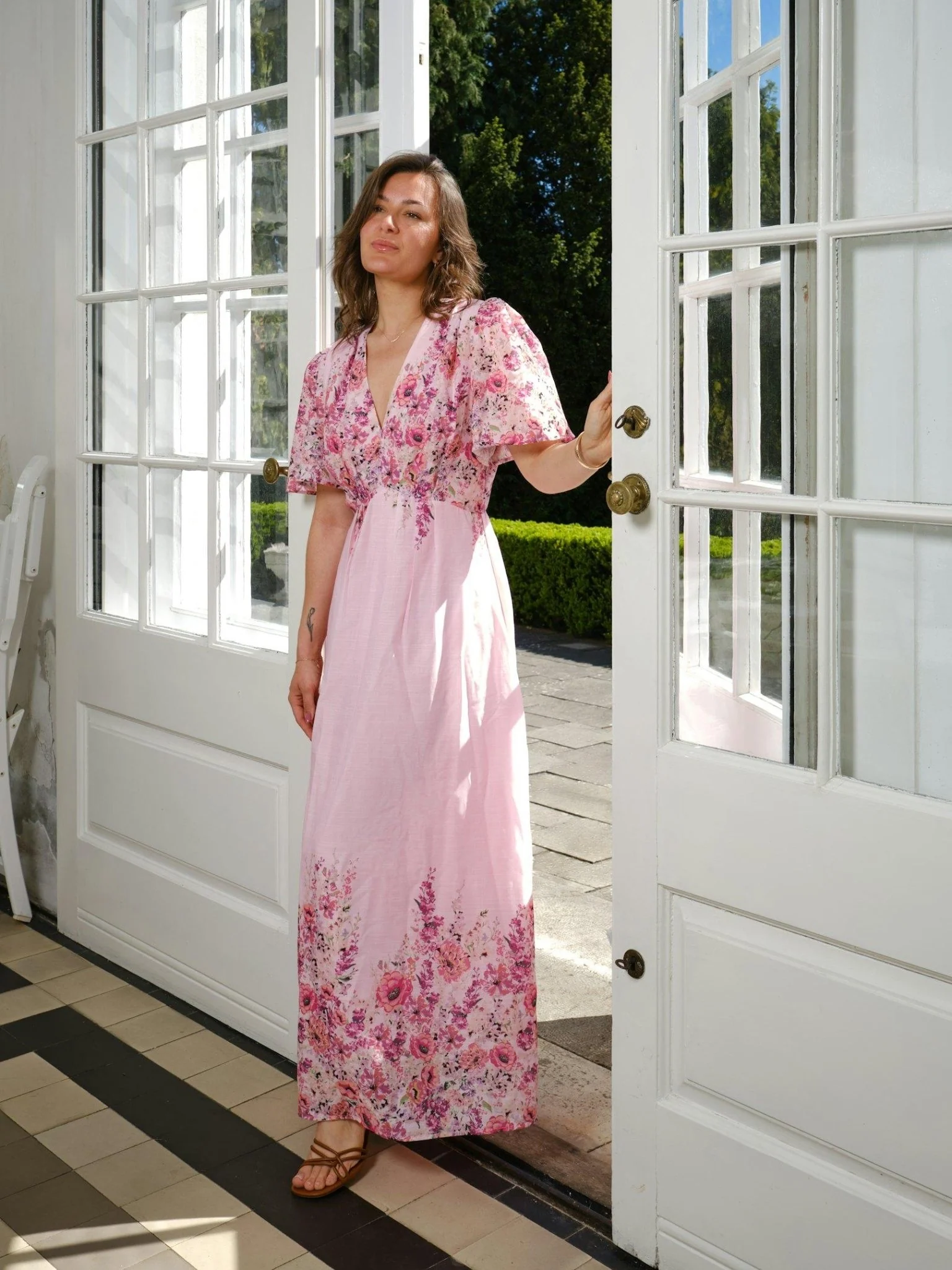 Serna Flower Print Dress Light Pink