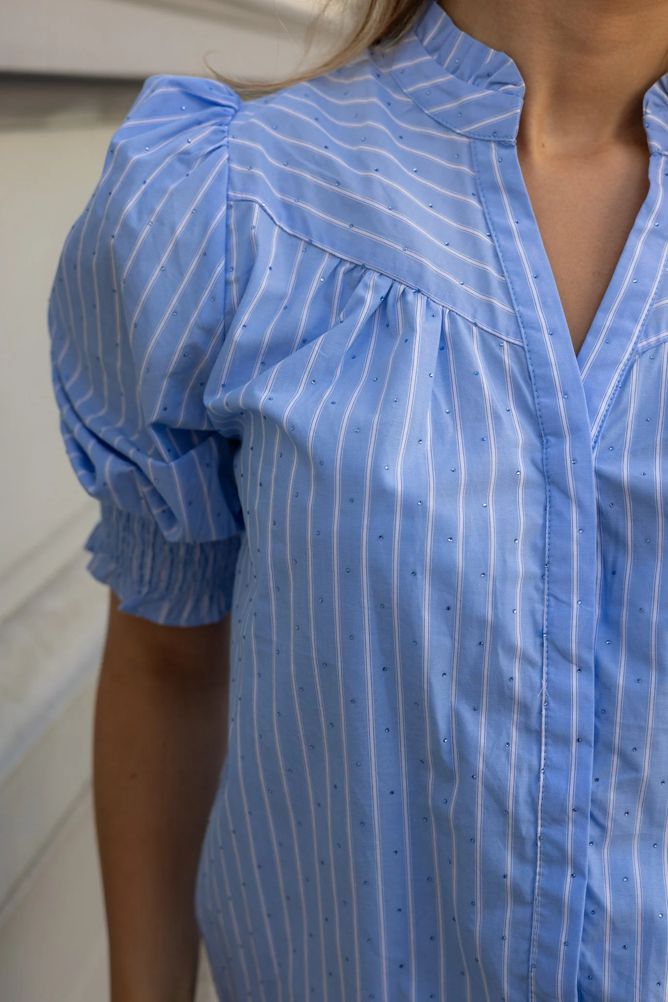 Diana Stripy Stone Blouse Light Blue - Image 5