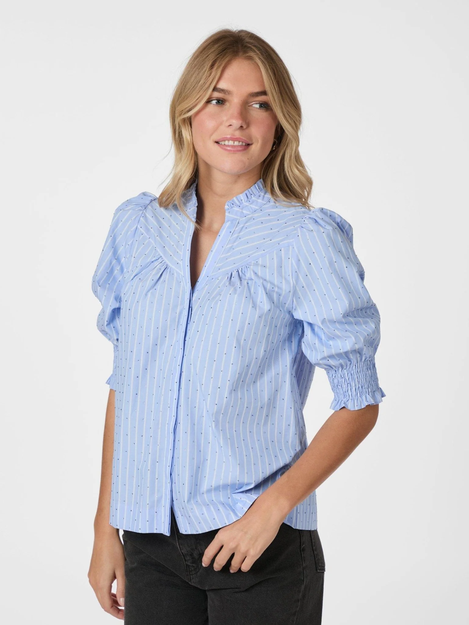 Diana Stripy Stone Blouse Light Blue - Image 6