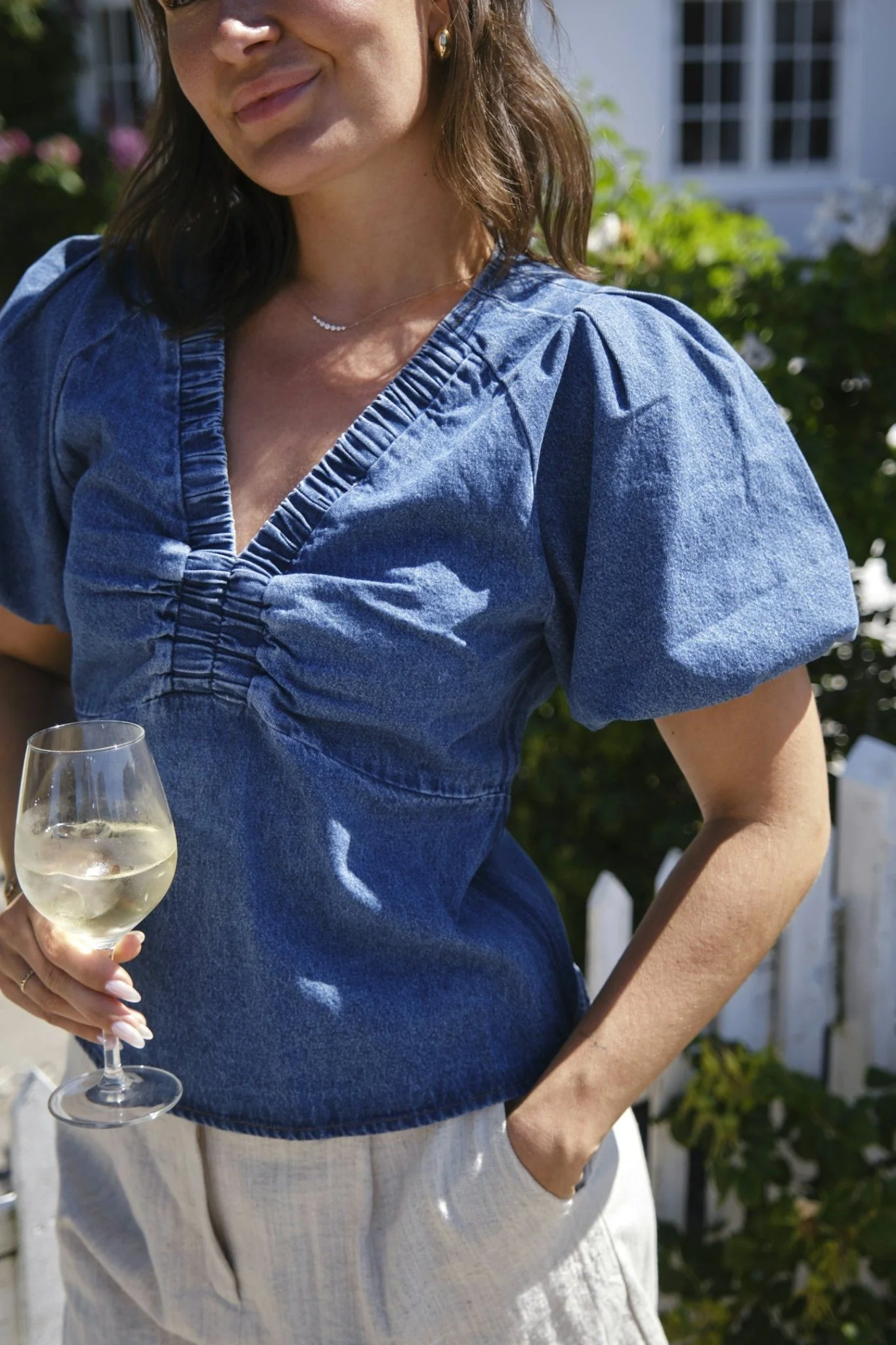 Irina Denim Blouse Blue - Image 4