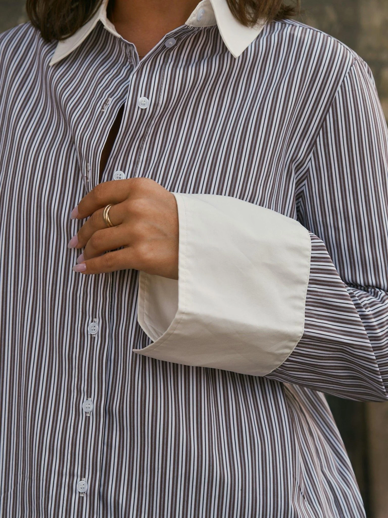 Dranila Stripe Shirt Brown - Image 5