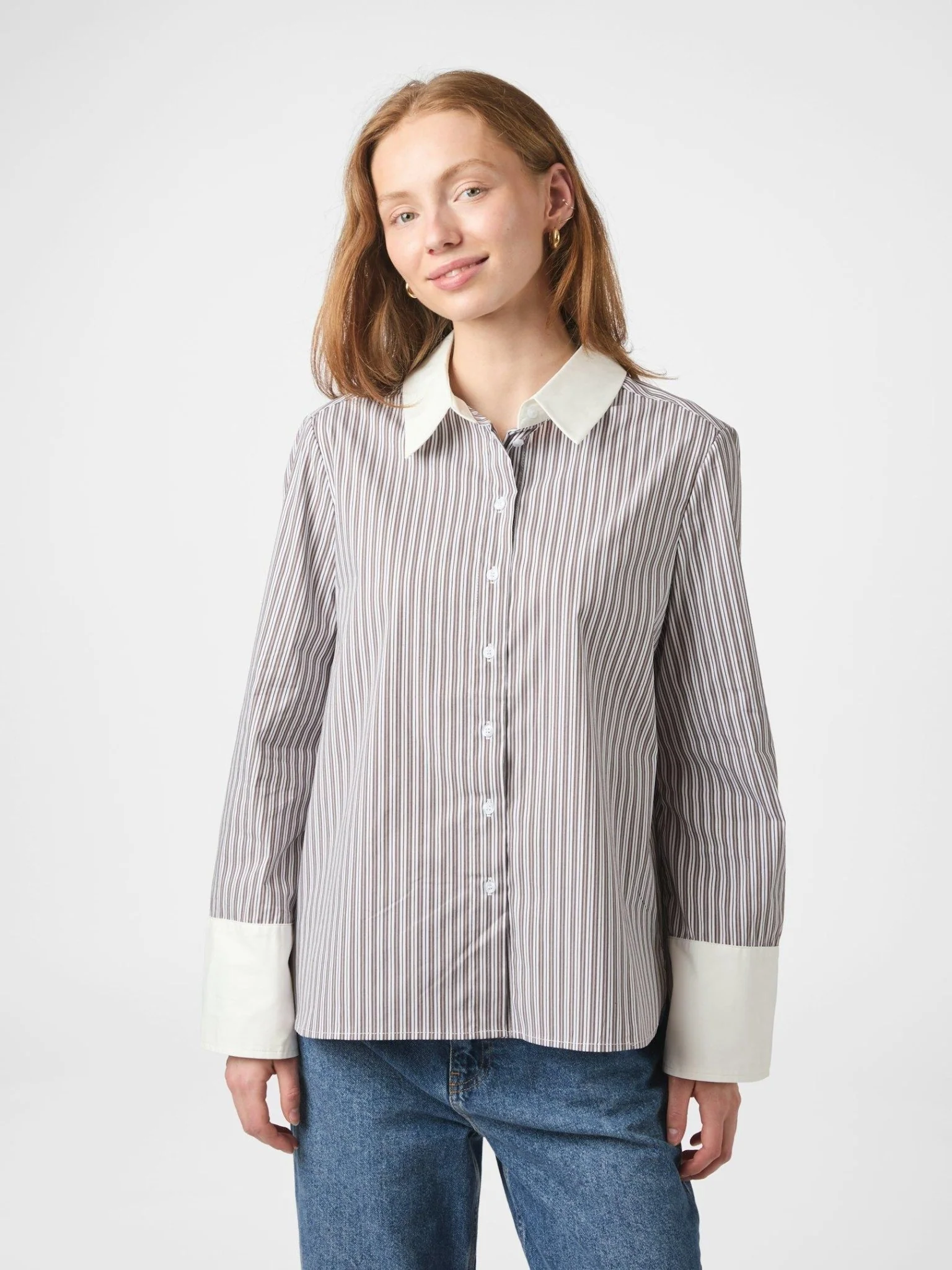 Dranila Stripe Shirt Brown - Image 6