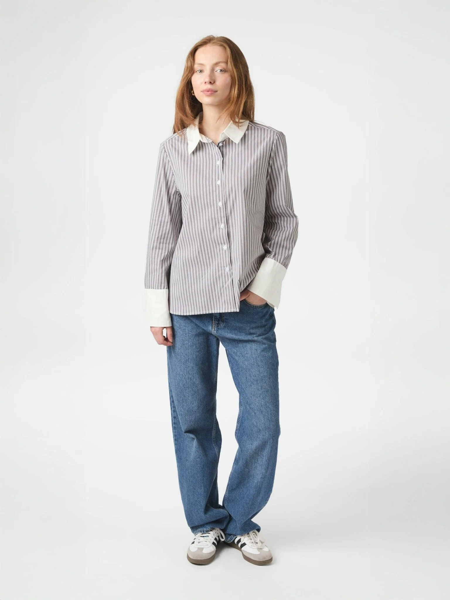 Dranila Stripe Shirt Brown - Image 7