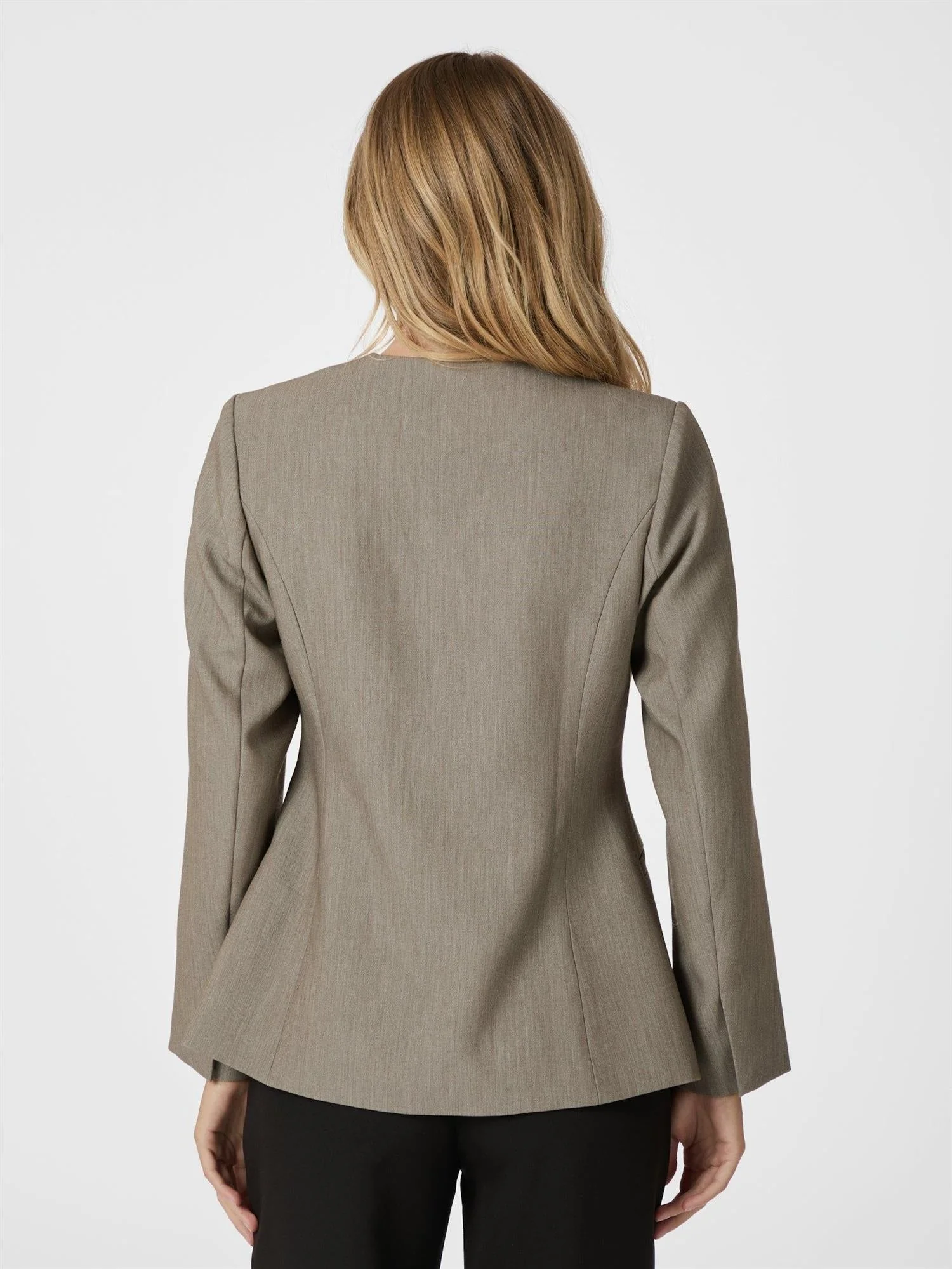 Frillis Fitted Blazer Dark Sand - Image 7
