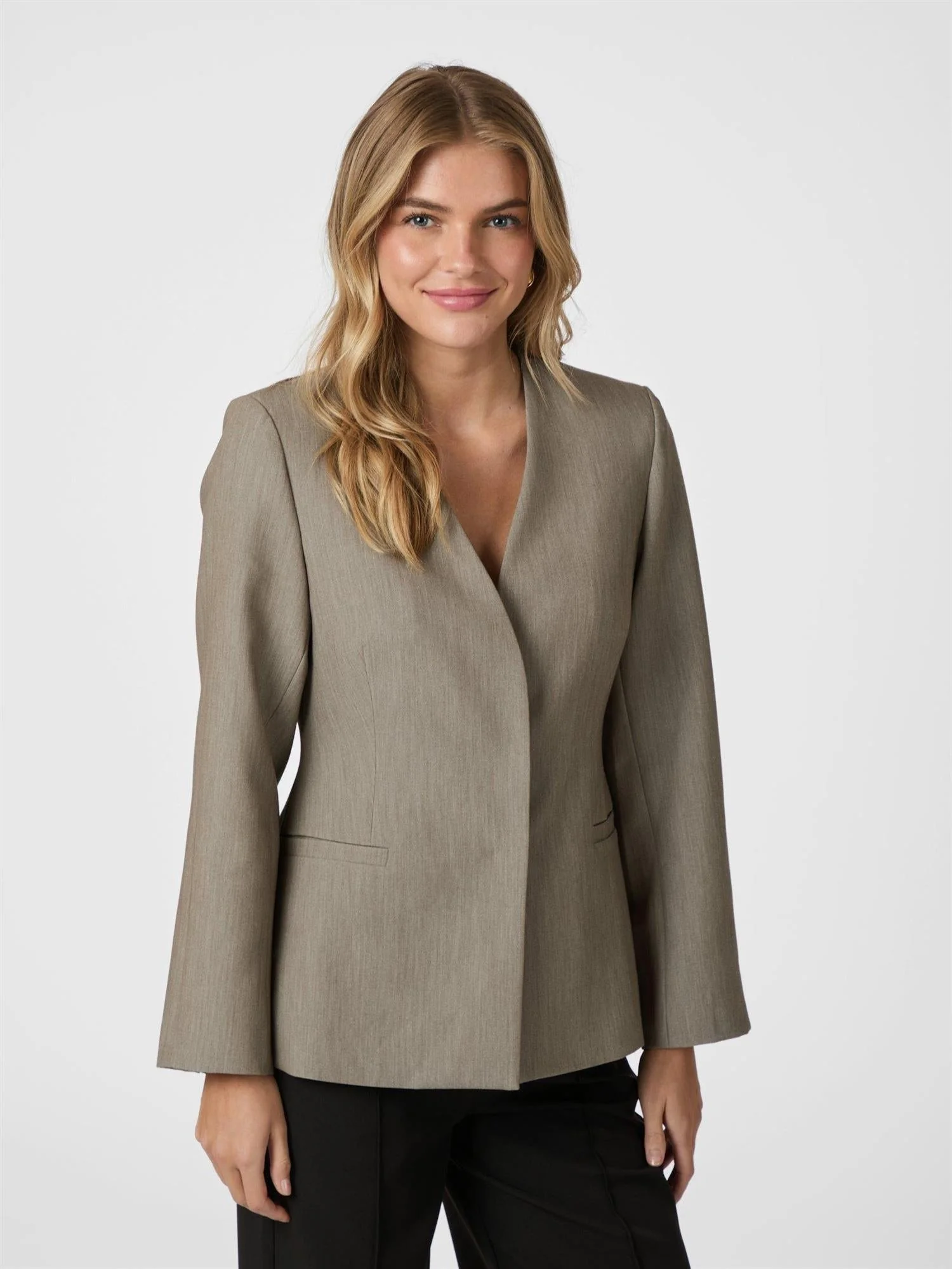 Frillis Fitted Blazer Dark Sand - Image 8