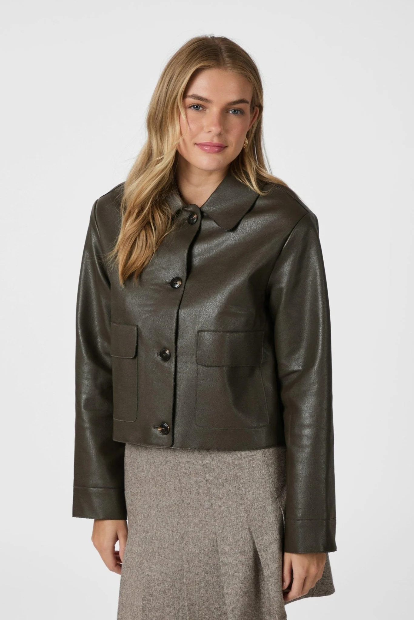 Romana Faux Pu Jacket Brown - Image 6