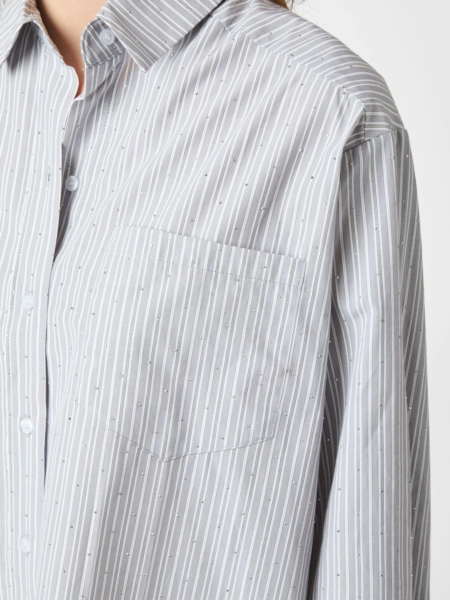 Dalma Stripe Stone Shirt Light Grey - Image 4