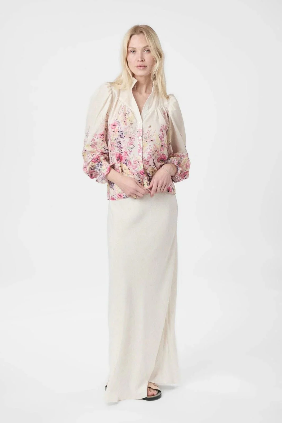 Calloma Flower Print Blouse Ivory - Image 3