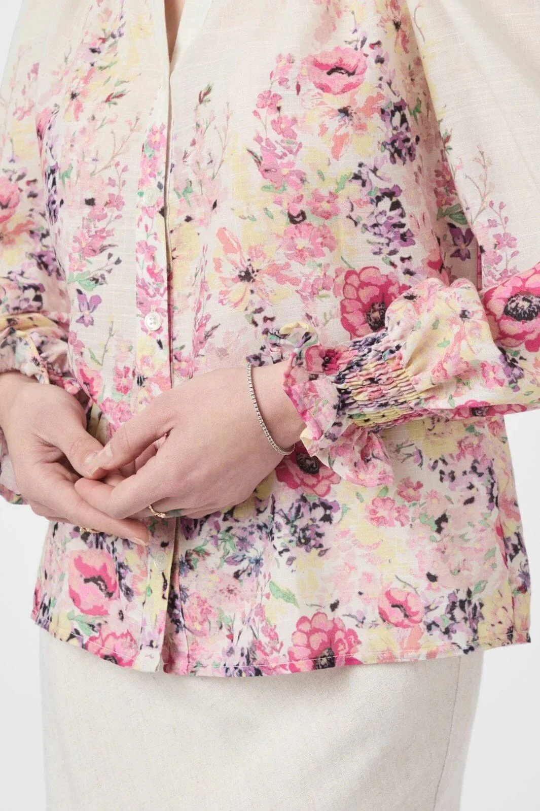 Calloma Flower Print Blouse Ivory - Image 4