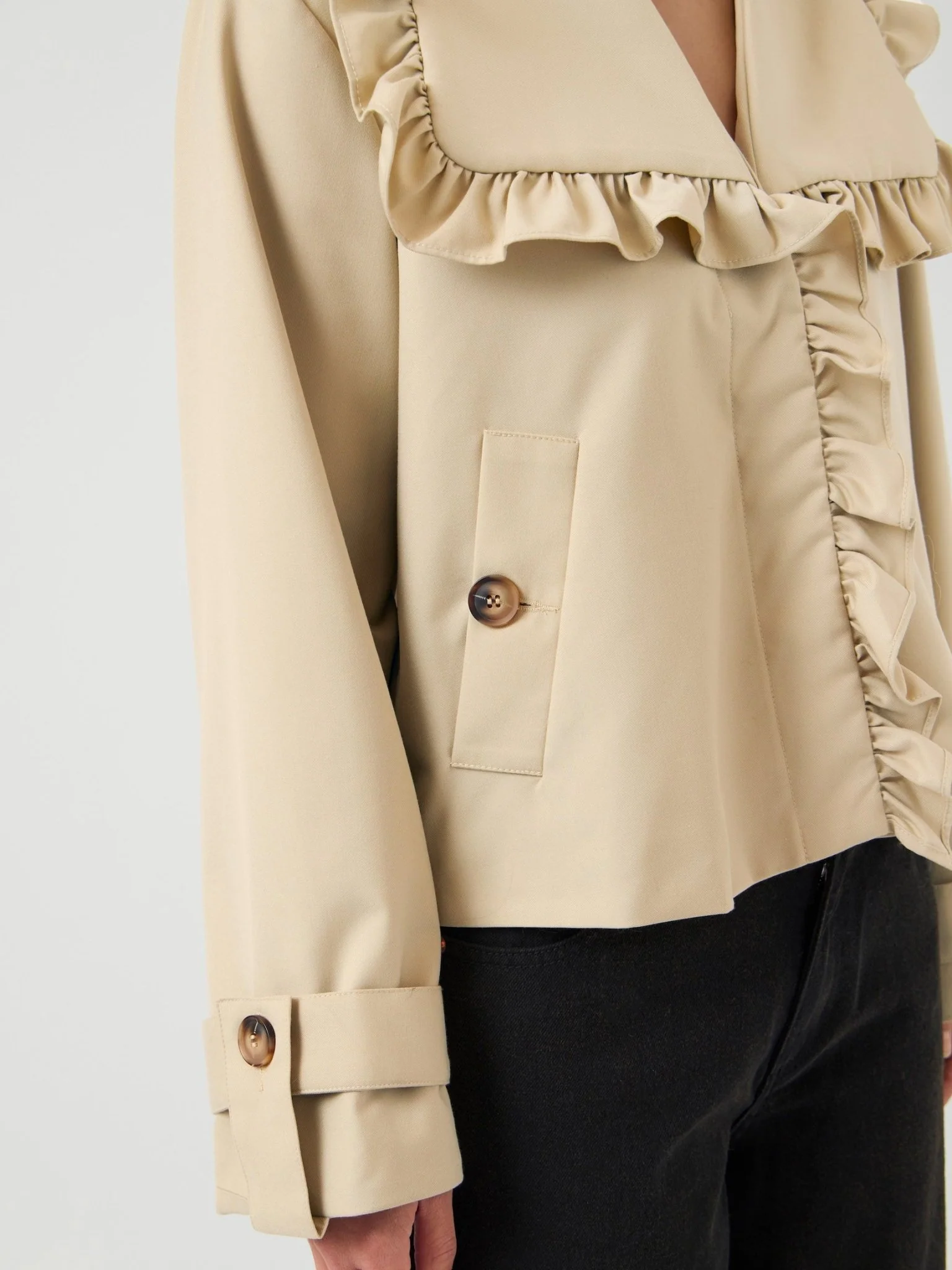 Elsana Ls Short Trenchcoat Travertine - Image 4