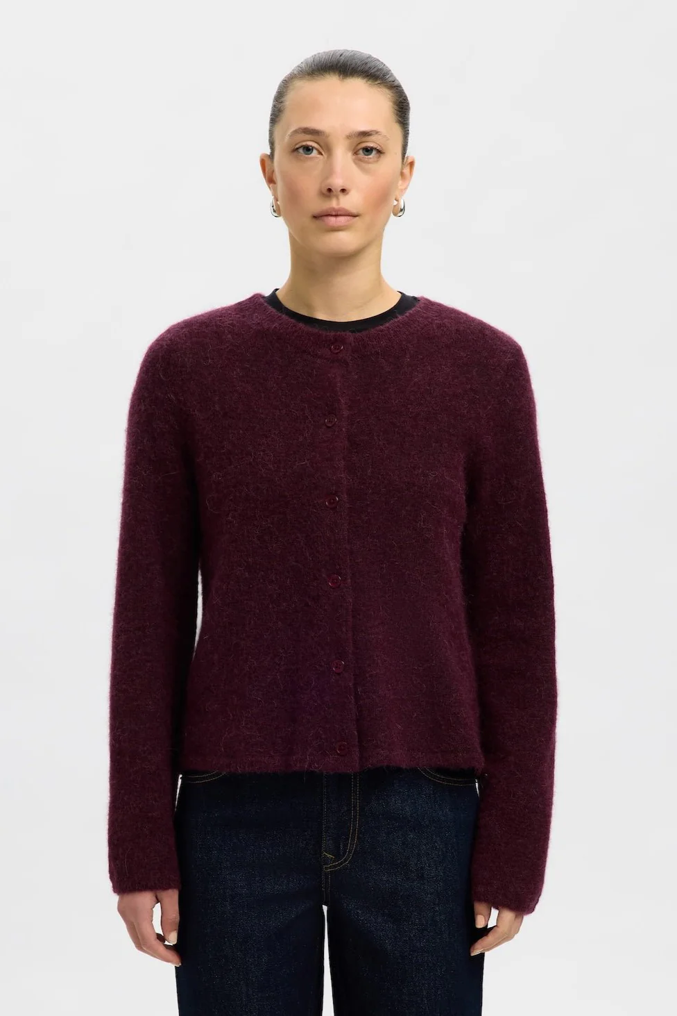 Lulu New Ls Knit Cardigan Fig Melange - Image 6