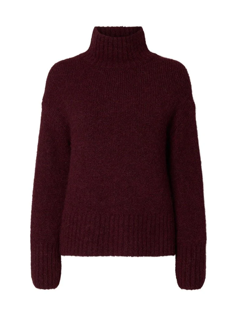 Gabriella Ls Knit High Neck Fig Melange