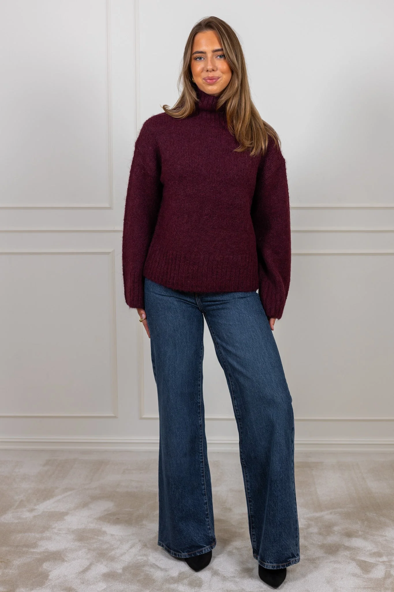 Gabriella Ls Knit High Neck Fig Melange - Image 3