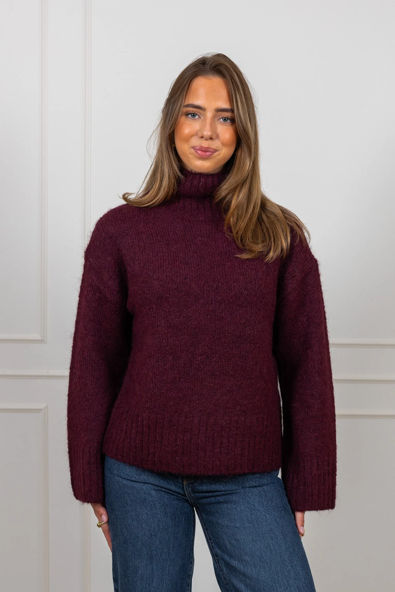 Gabriella Ls Knit High Neck Fig Melange - Image 4