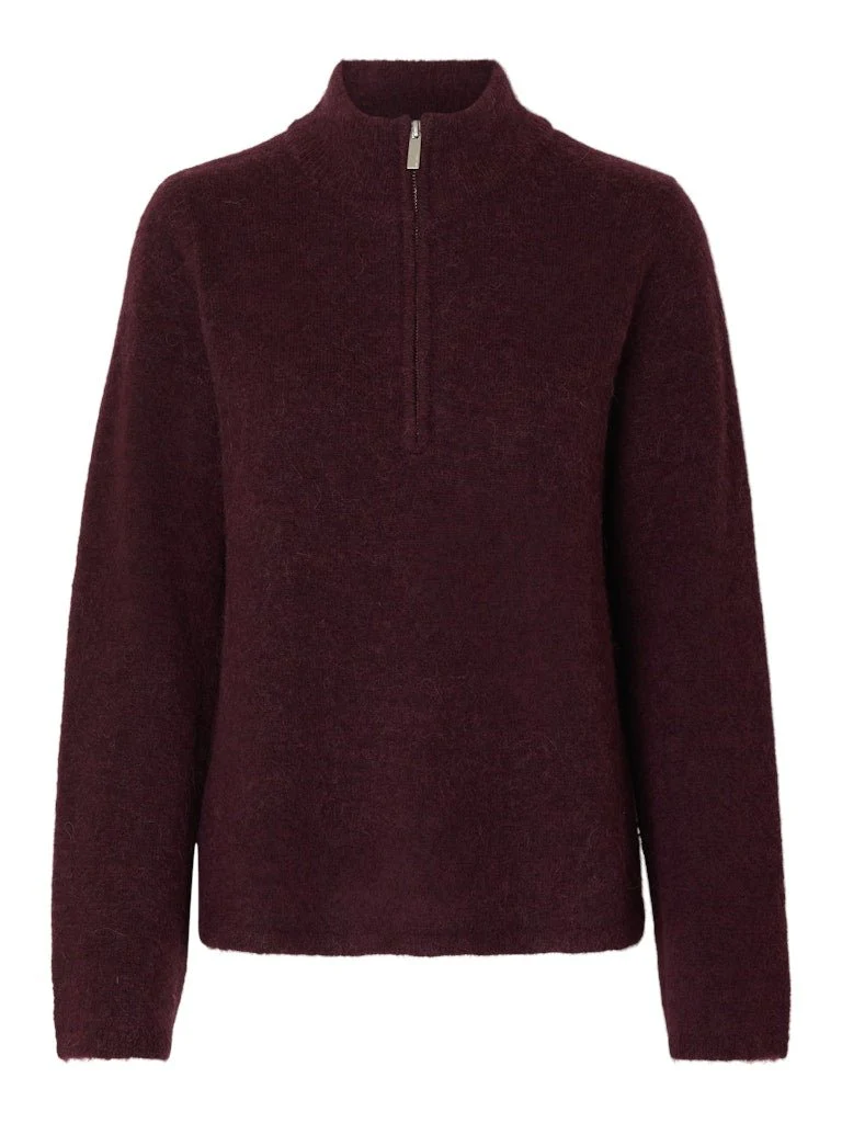 Lulu Ls Knit Half Zip Fig Melange - Image 2