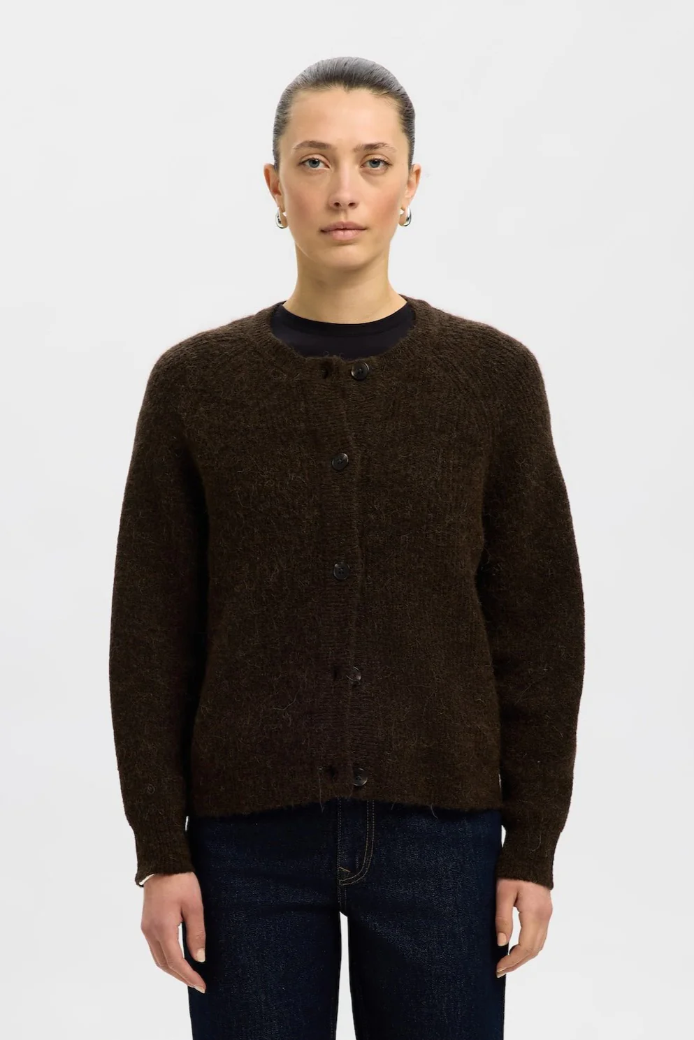 Lulu Ls Knit Short Cardigan Delicioso Melange - Image 5