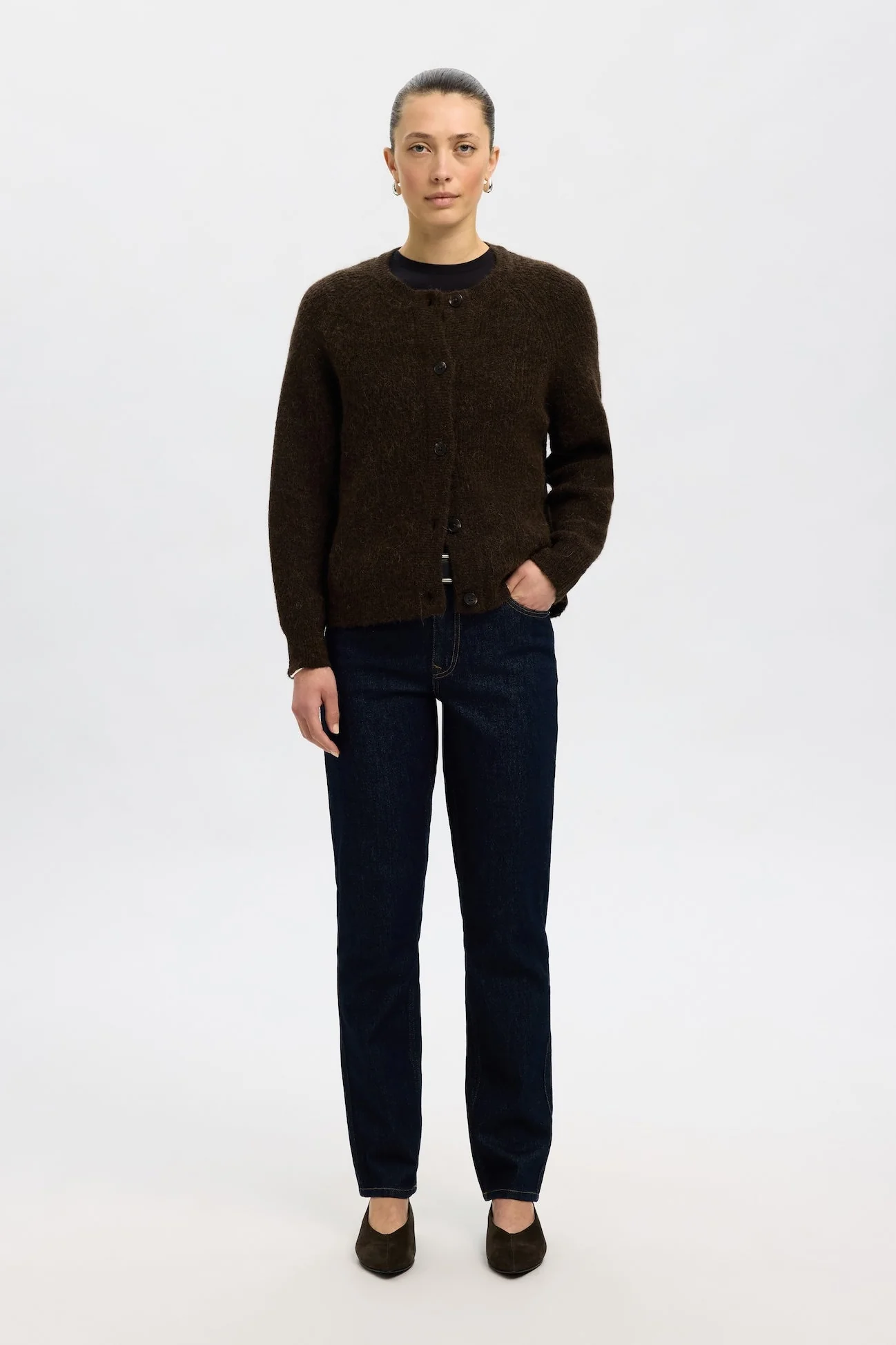 Lulu Ls Knit Short Cardigan Delicioso Melange - Image 9