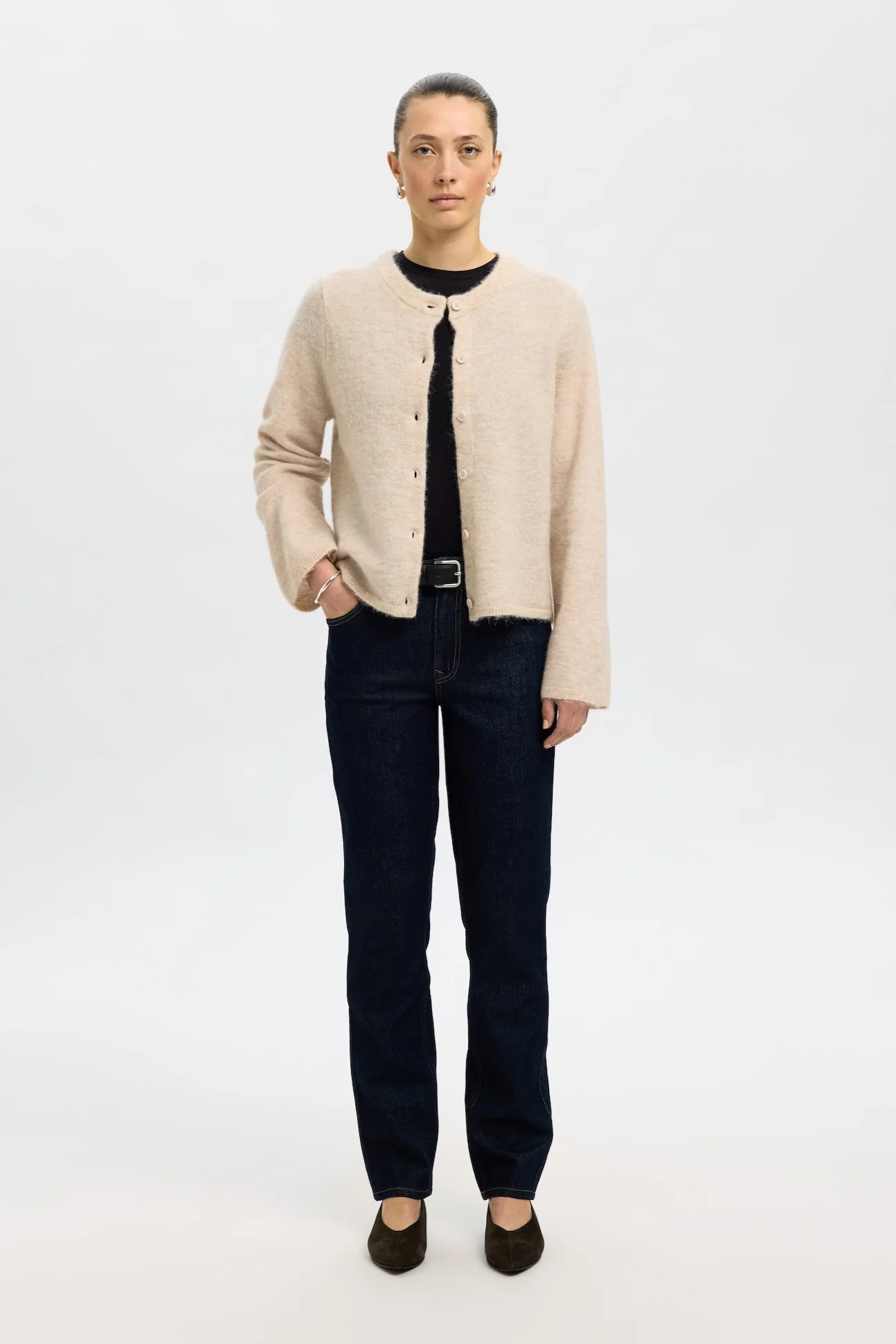Lulu New Ls Knit Cardigan Birch Melange - Image 5