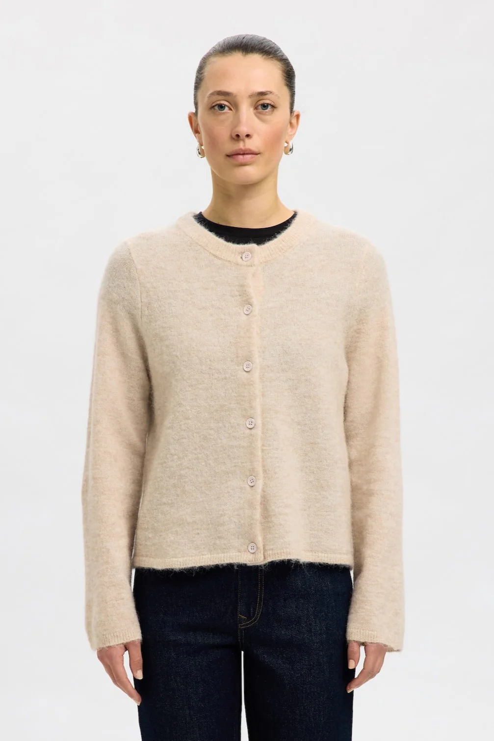 Lulu New Ls Knit Cardigan Birch Melange - Image 6