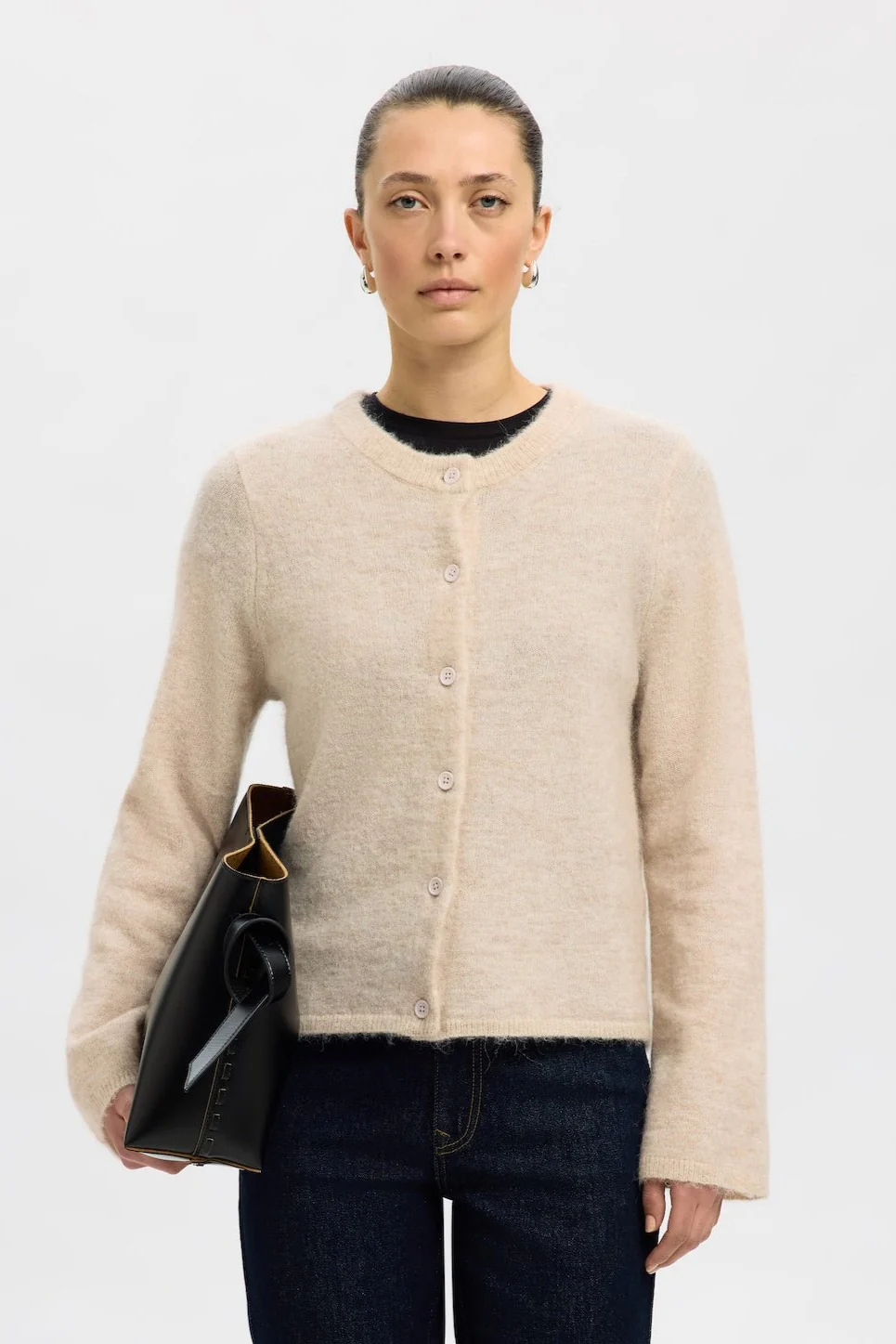 Lulu New Ls Knit Cardigan Birch Melange - Image 9