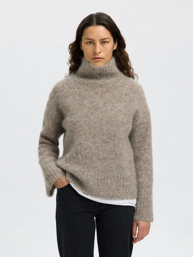Gabriella Ls Knit High Neck Steel Gray Melange - Image 2