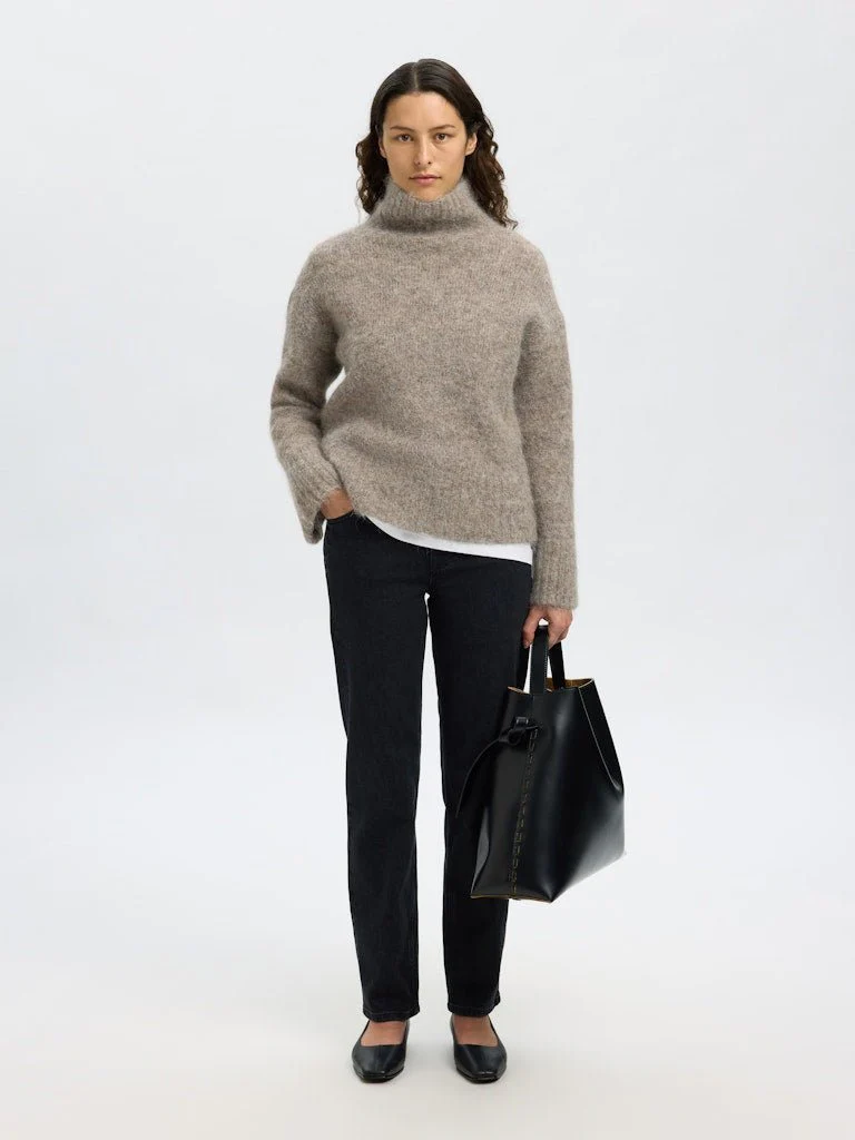 Gabriella Ls Knit High Neck Steel Gray Melange - Image 3