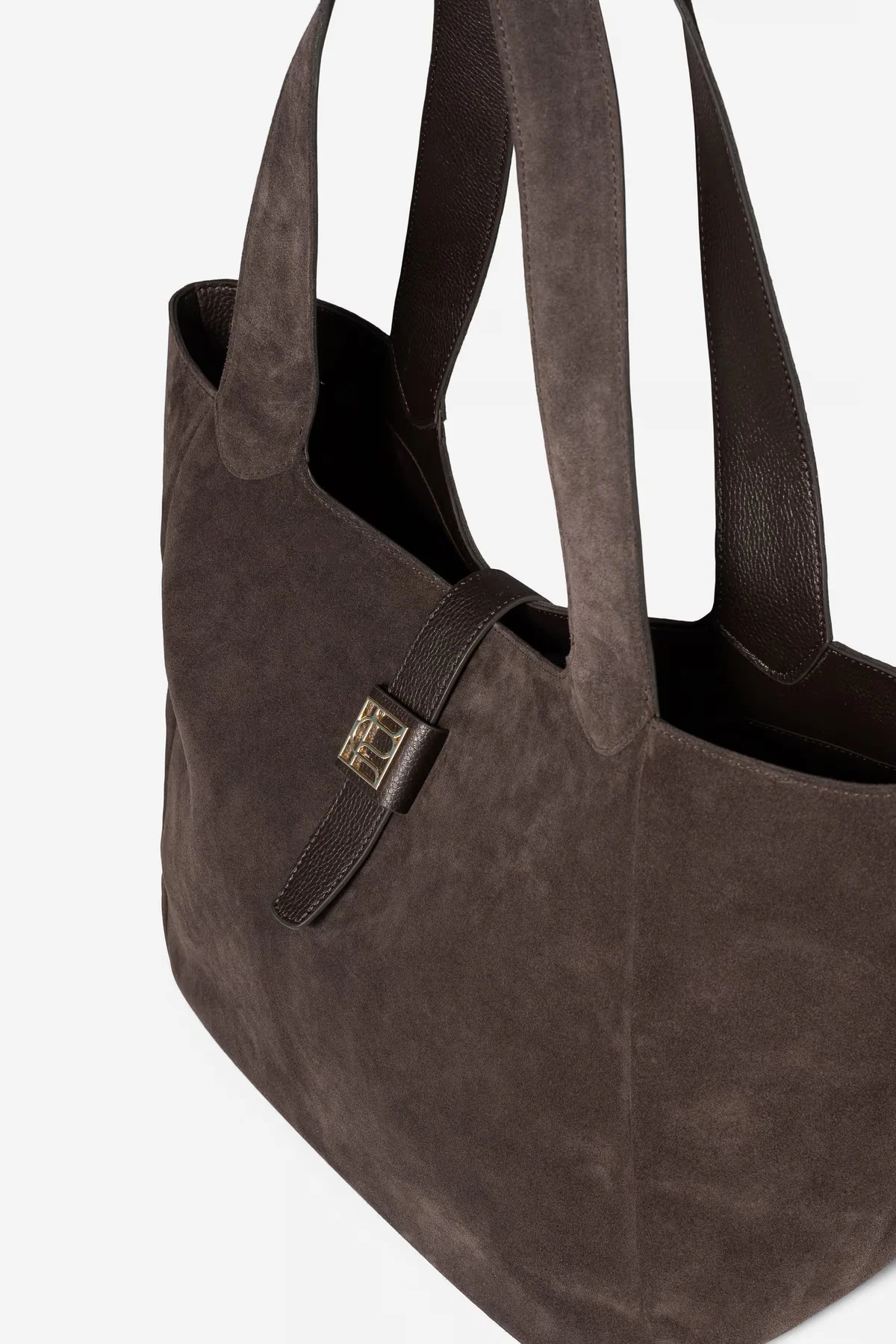 Lucille Tote Bag Large Dark Brown Suede - Image 3